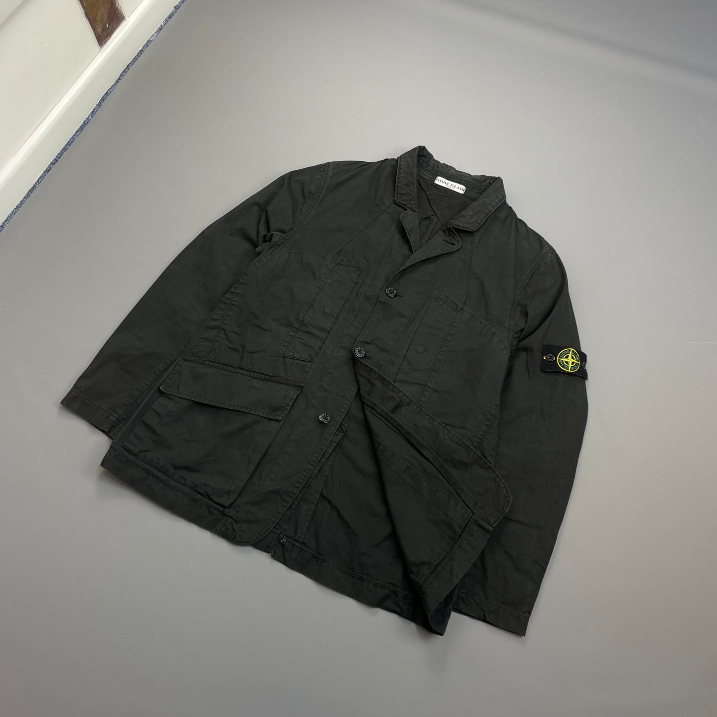 Stone Island Black SS07 Coated Cotton Canvas Button-Through Field Jacket