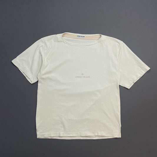 Stone Island White 80s Boat Neck Spellout Oversized T-Shirt