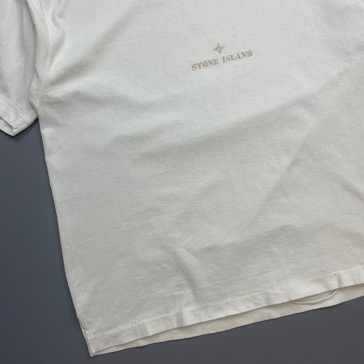 Stone Island White 80s Boat Neck Spellout Oversized T-Shirt