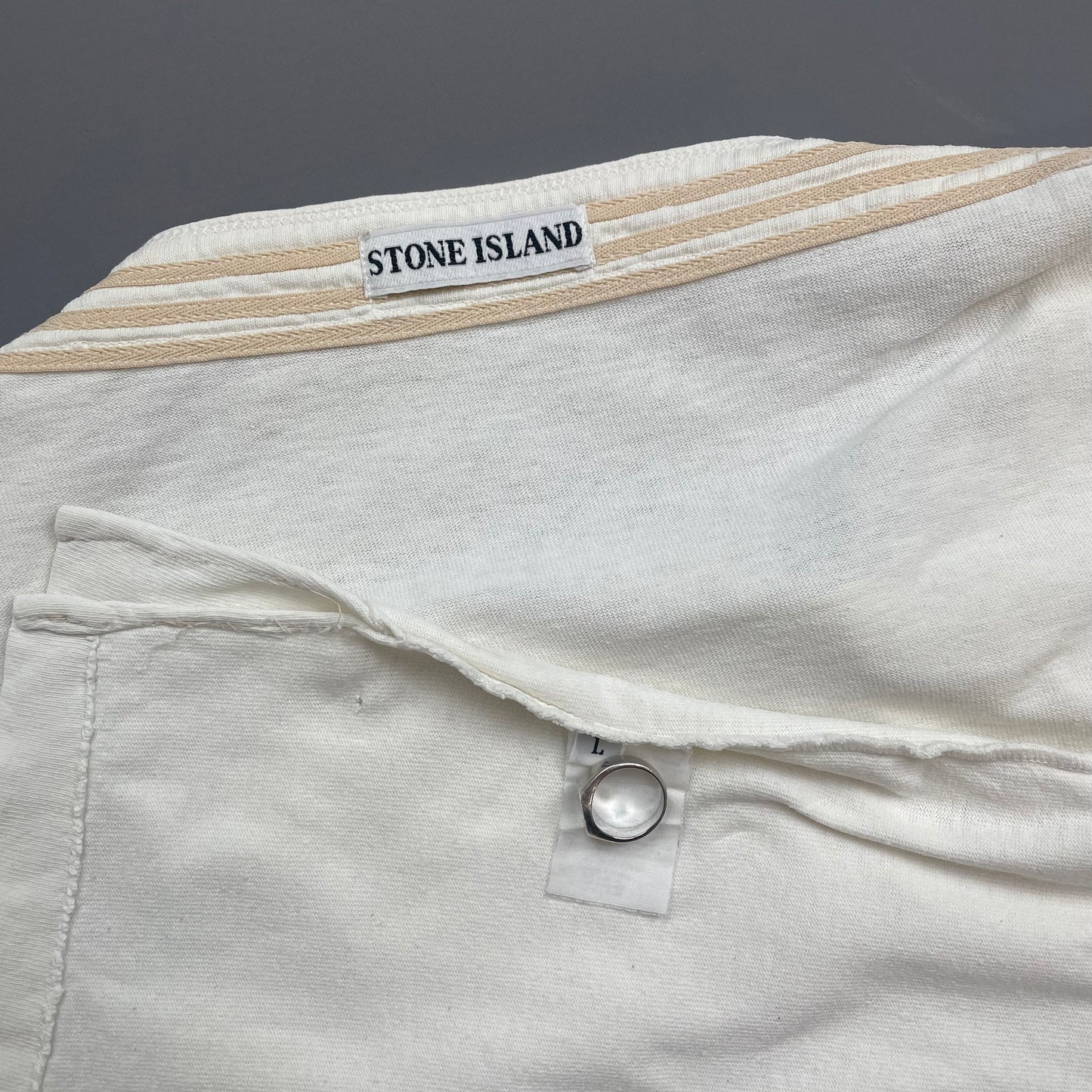 Stone Island White 80s Boat Neck Spellout Oversized T-Shirt