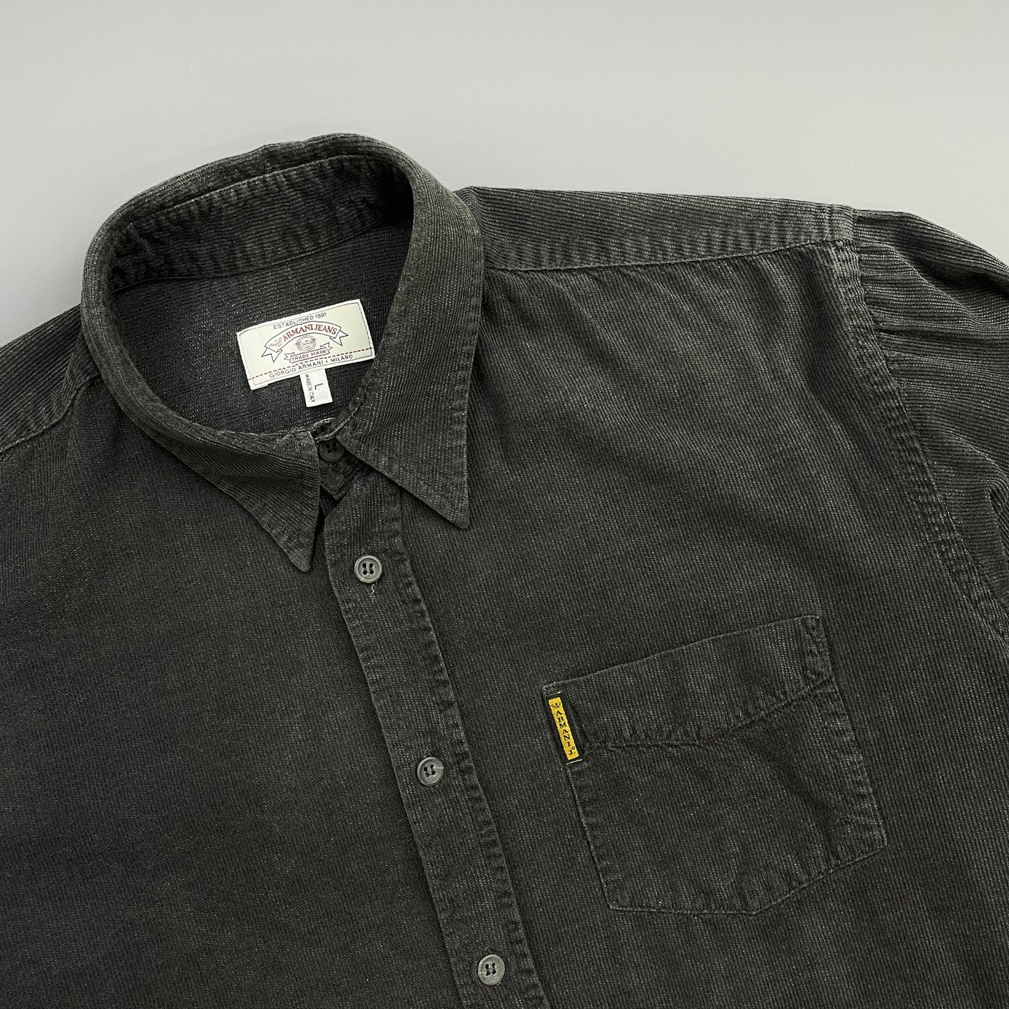 Armani Jeans Grey 90s Fine Cord Shirt