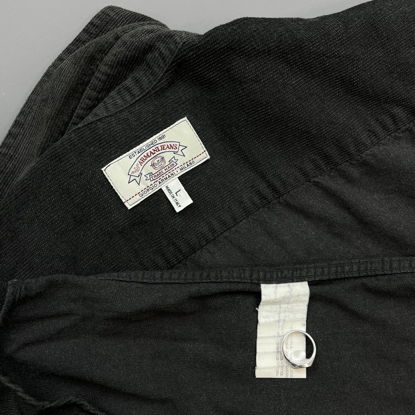 Armani Jeans Grey 90s Fine Cord Shirt