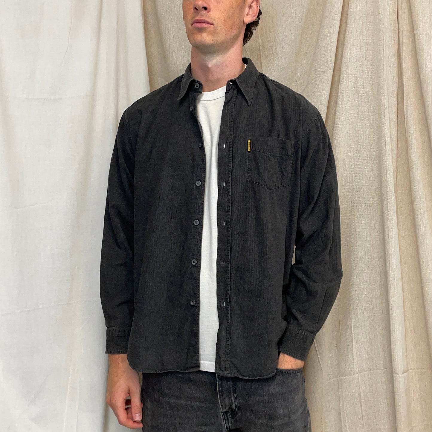 Armani Jeans Grey 90s Fine Cord Shirt