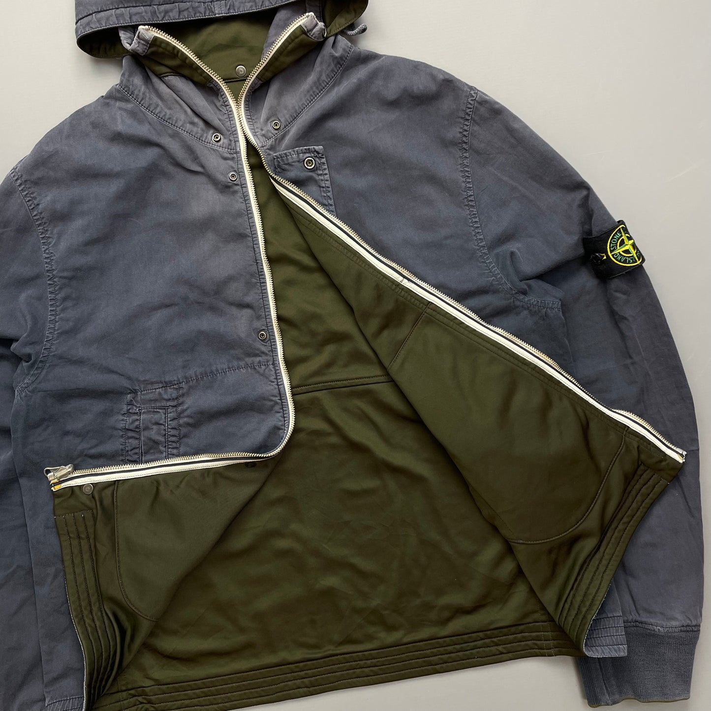 Stone Island Khaki/Blue AW07 'Intermediate Layer' Reversible Jacket