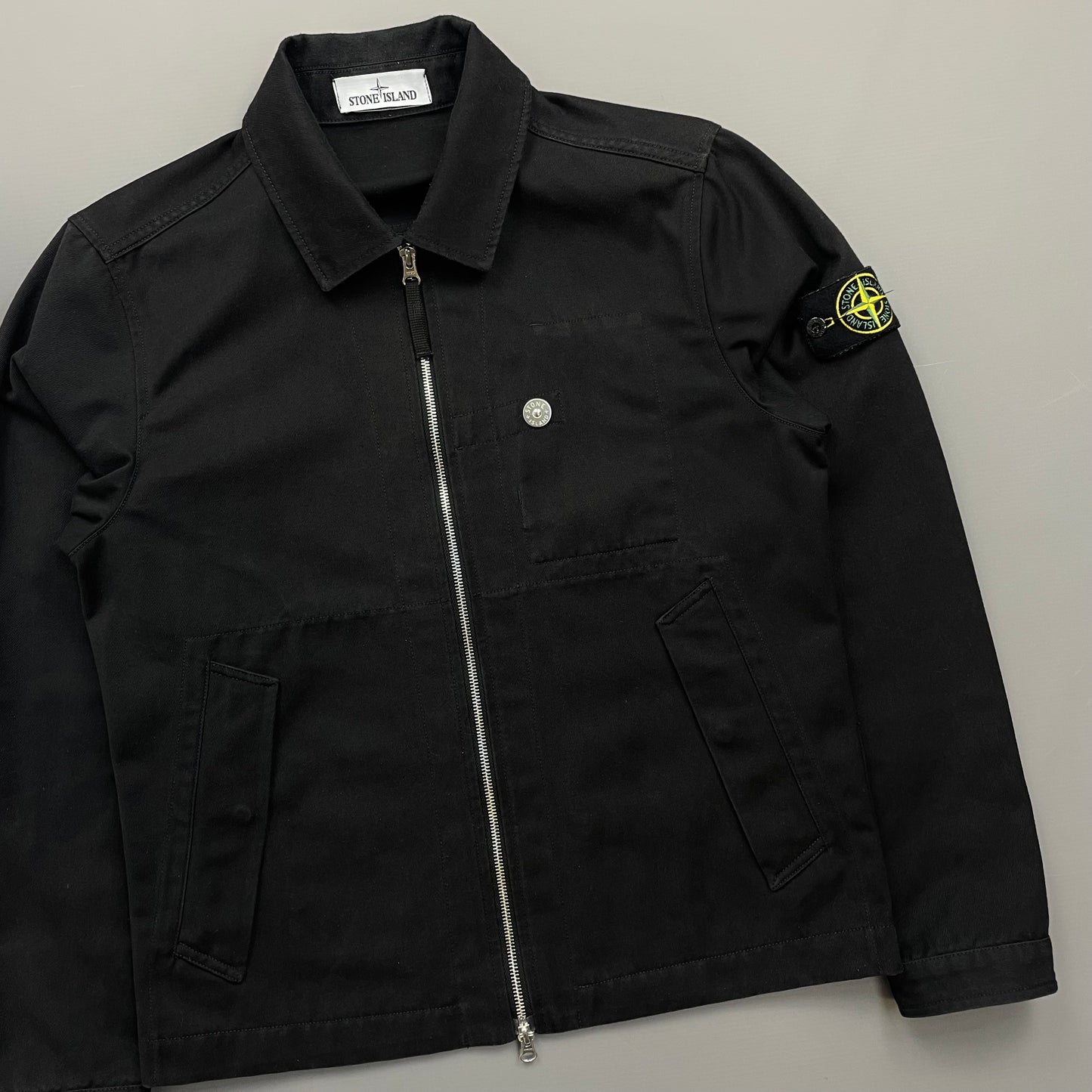 Stone Island Black SS22 Workwear R-Garbadine 3/1 Zip-Through Jacket