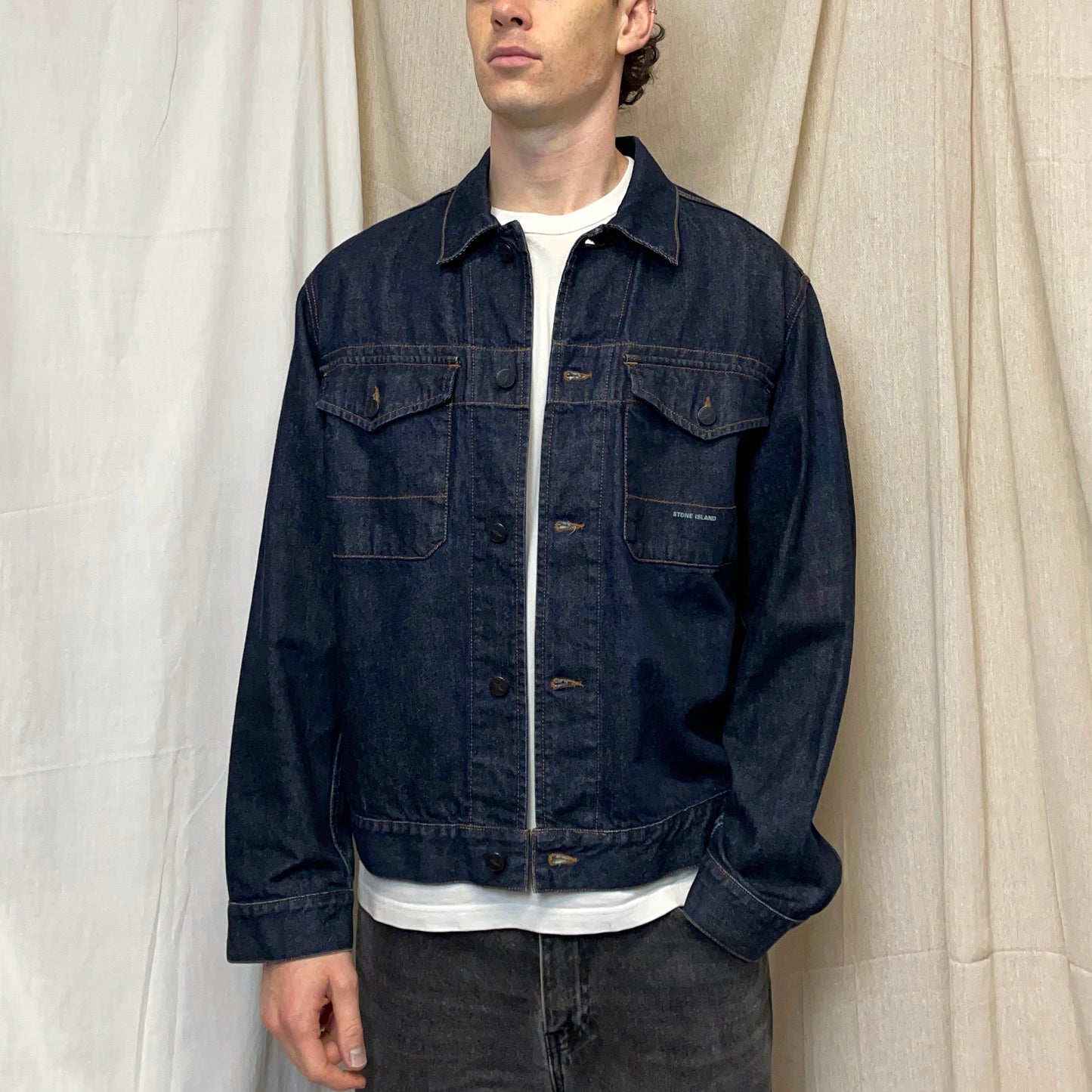 Stone Island Denims Navy 00s Denim Trucker Jacket