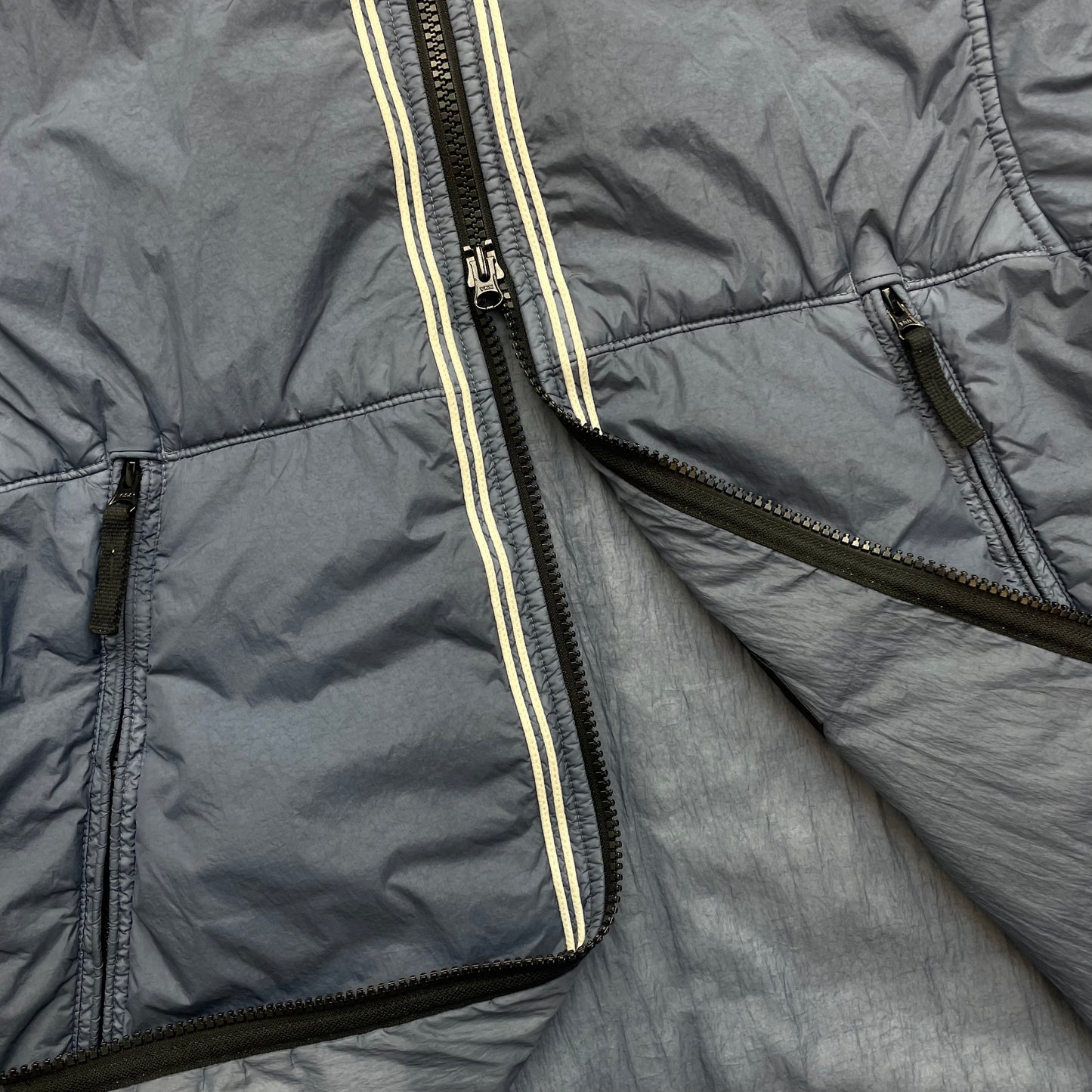 Stone Island Blue AW19 Padded Garment Dyed Crinkle Reps Jacket