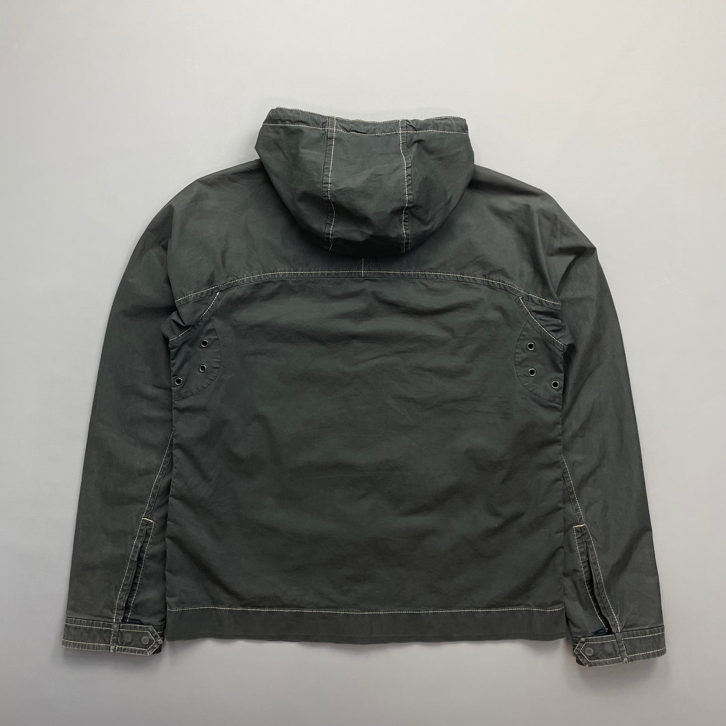 Prada Sport Grey Lightweight Contrast Stitching Hooded Windbreaker Jacket