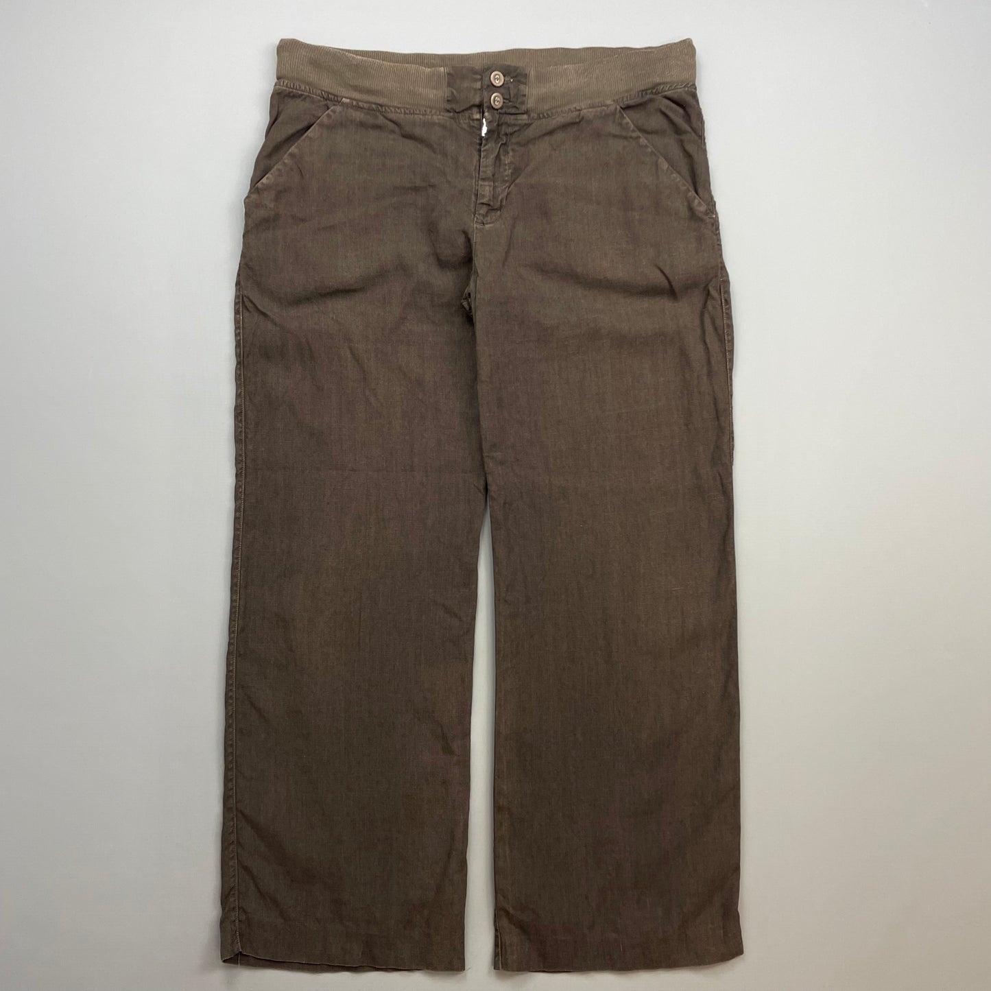 C.P. Company Brown SS07 Linen Lino Flax Wide Leg Trousers