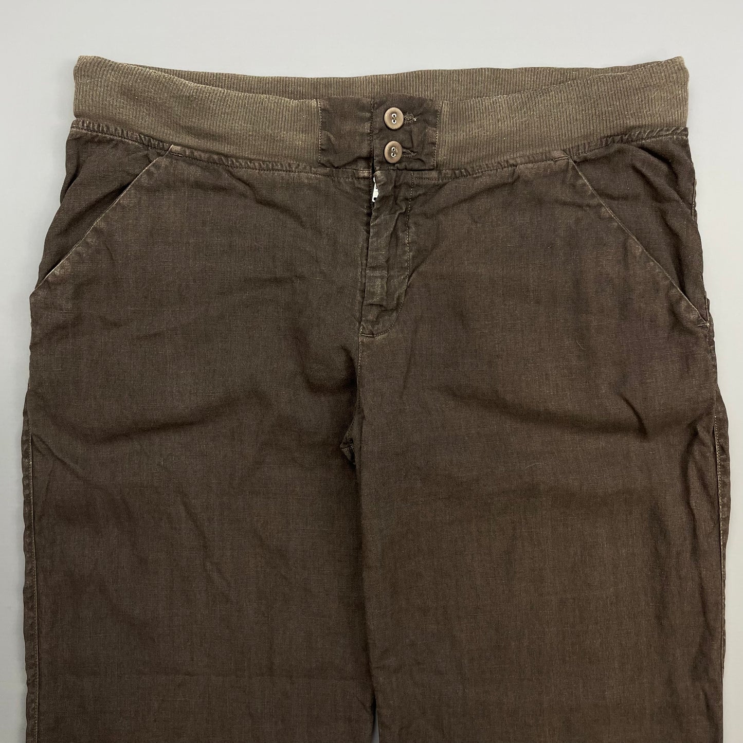 CP Company Brown SS07 Linen Lino Flax Wide Leg Trousers