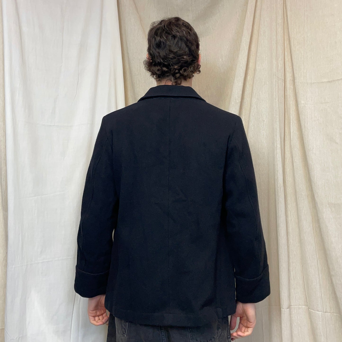 Stone Island Denims Black 00s Wool Blend Pea Coat