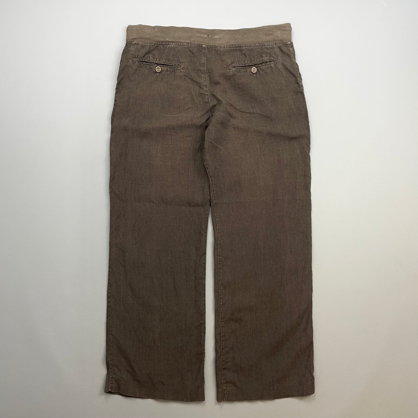 CP Company Brown SS07 Linen Lino Flax Wide Leg Trousers