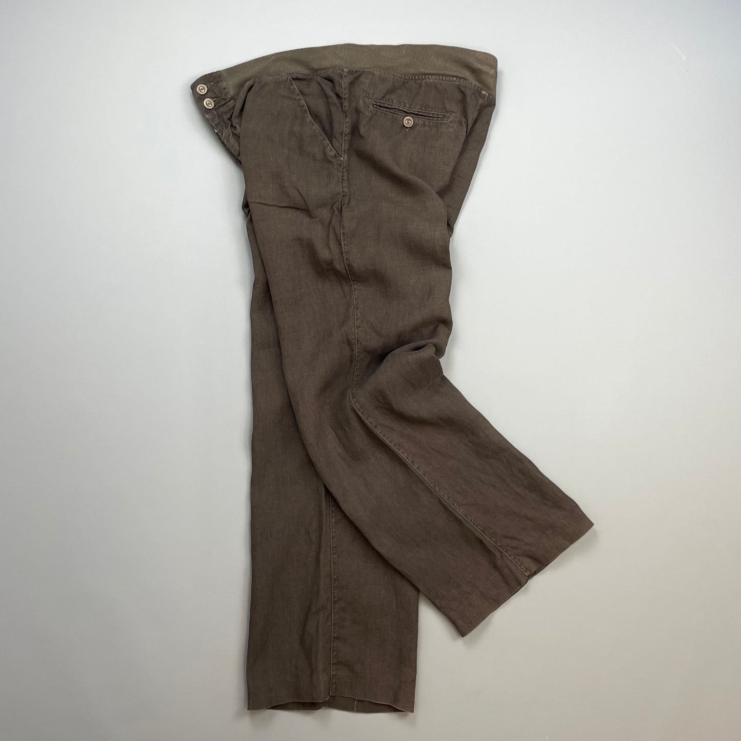 CP Company Brown SS07 Linen Lino Flax Wide Leg Trousers