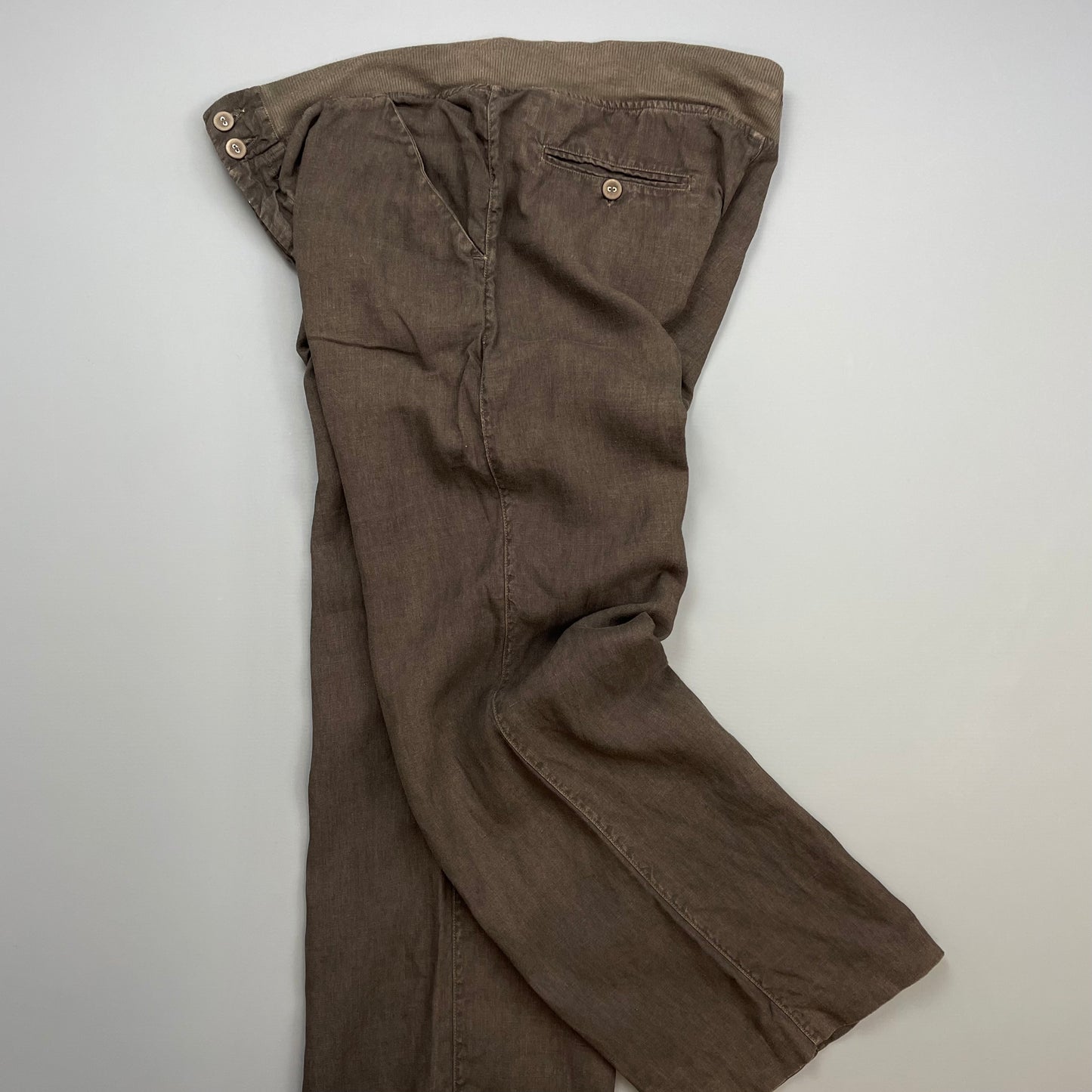 CP Company Brown SS07 Linen Lino Flax Wide Leg Trousers