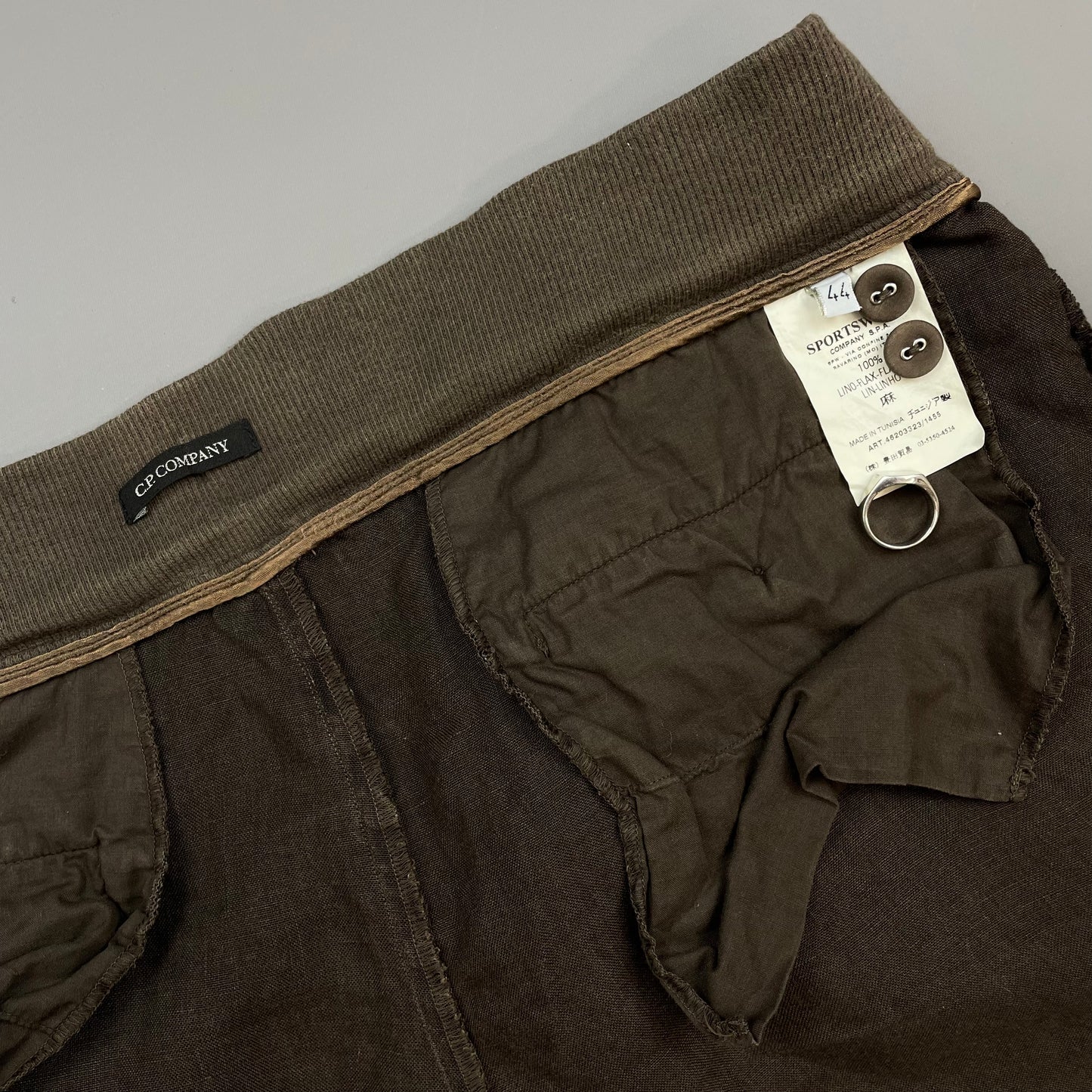 CP Company Brown SS07 Linen Lino Flax Wide Leg Trousers