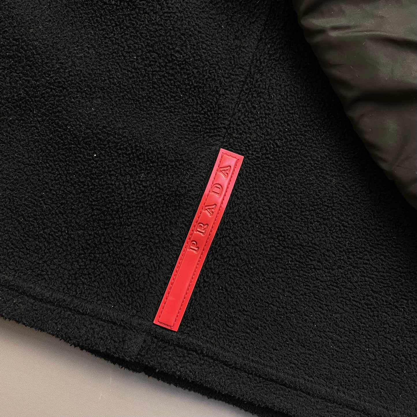 Prada Sport Black Lightweight Nylon Panel Fleece Jacket