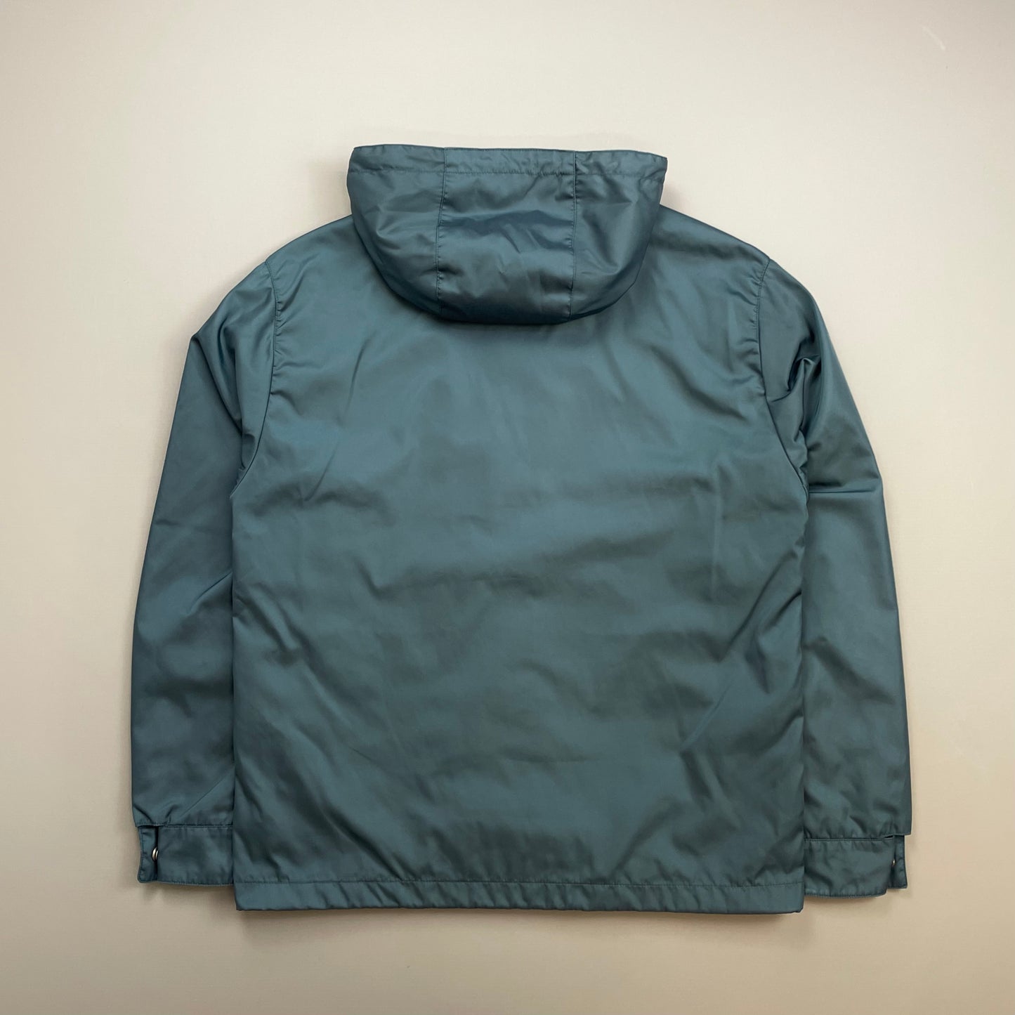 Prada Mainline Teal Blue 2014 Nylon Hooded Plaque Jacket