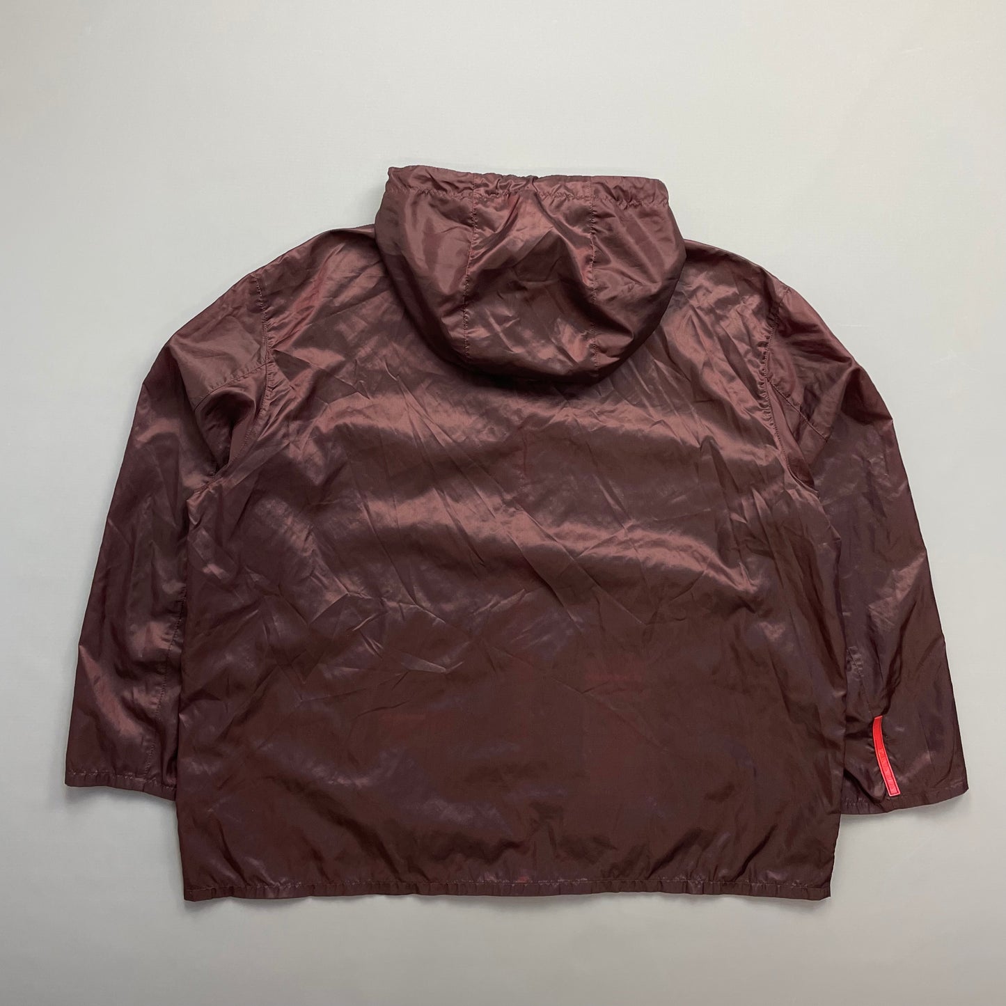 Prada Sport Burgundy SS00 Runway Reflective Nylon Hooded Jacket