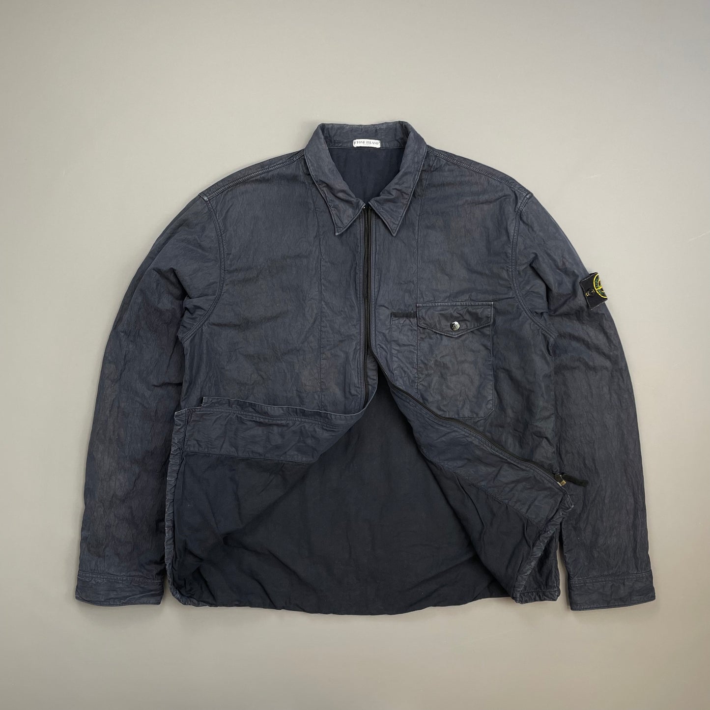 Stone Island Navy AW05 Cotton Nylon Lined Zip-Through Jacket