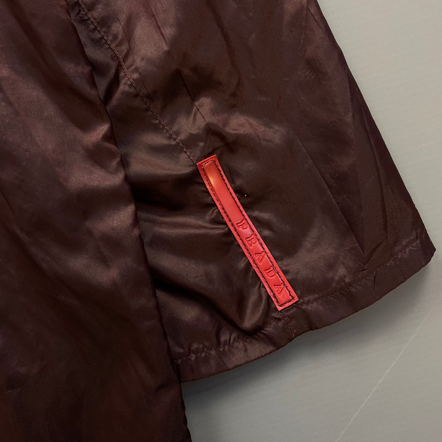 Prada Sport Burgundy SS00 Runway Reflective Nylon Hooded Jacket