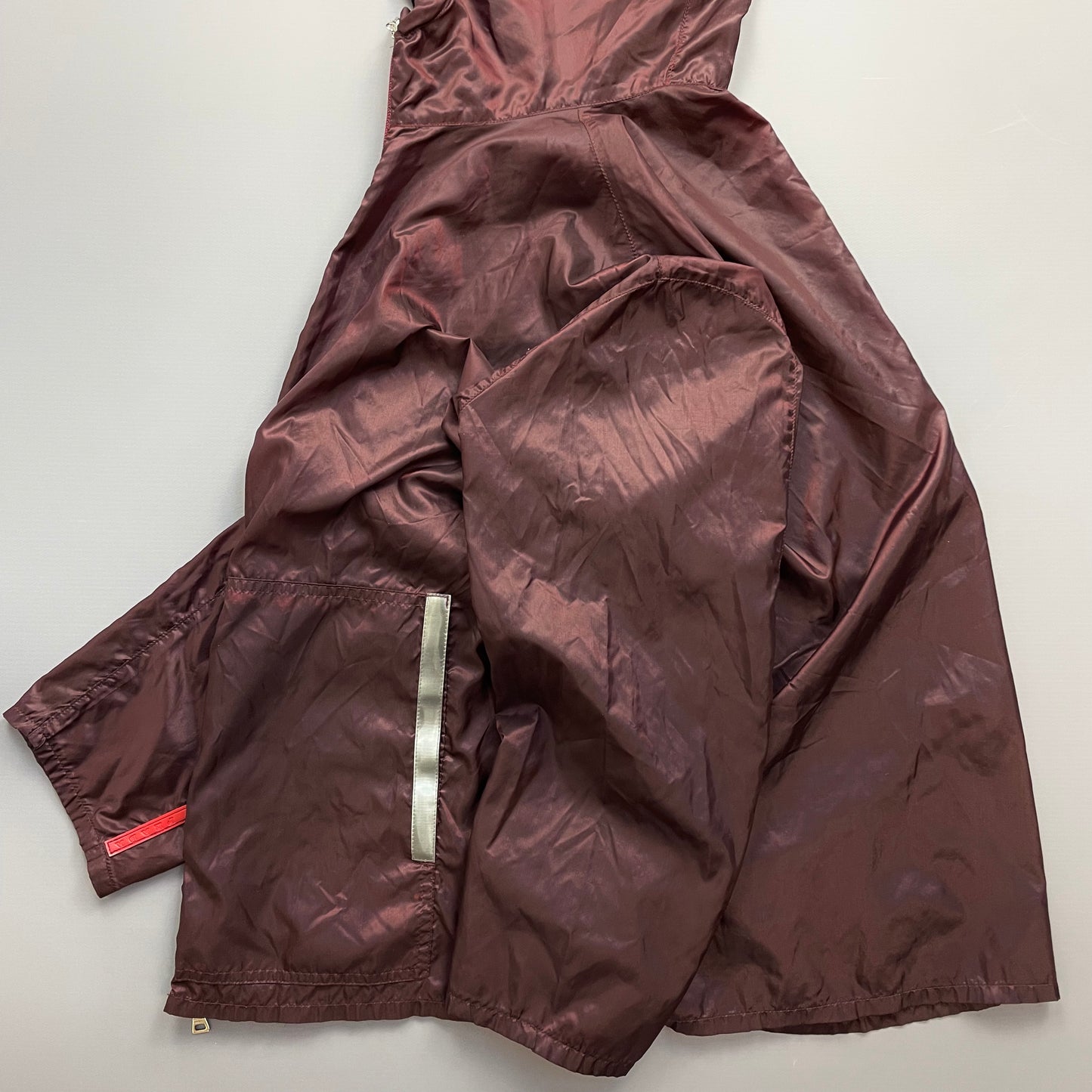 Prada Sport Burgundy SS00 Runway Reflective Nylon Hooded Jacket