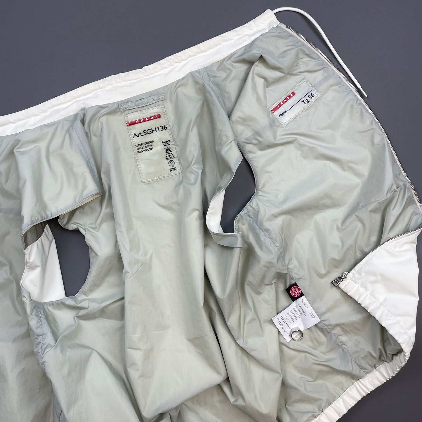 Prada Cream White & Grey 2009 Windstopper Toggle-Collar Gilet Vest