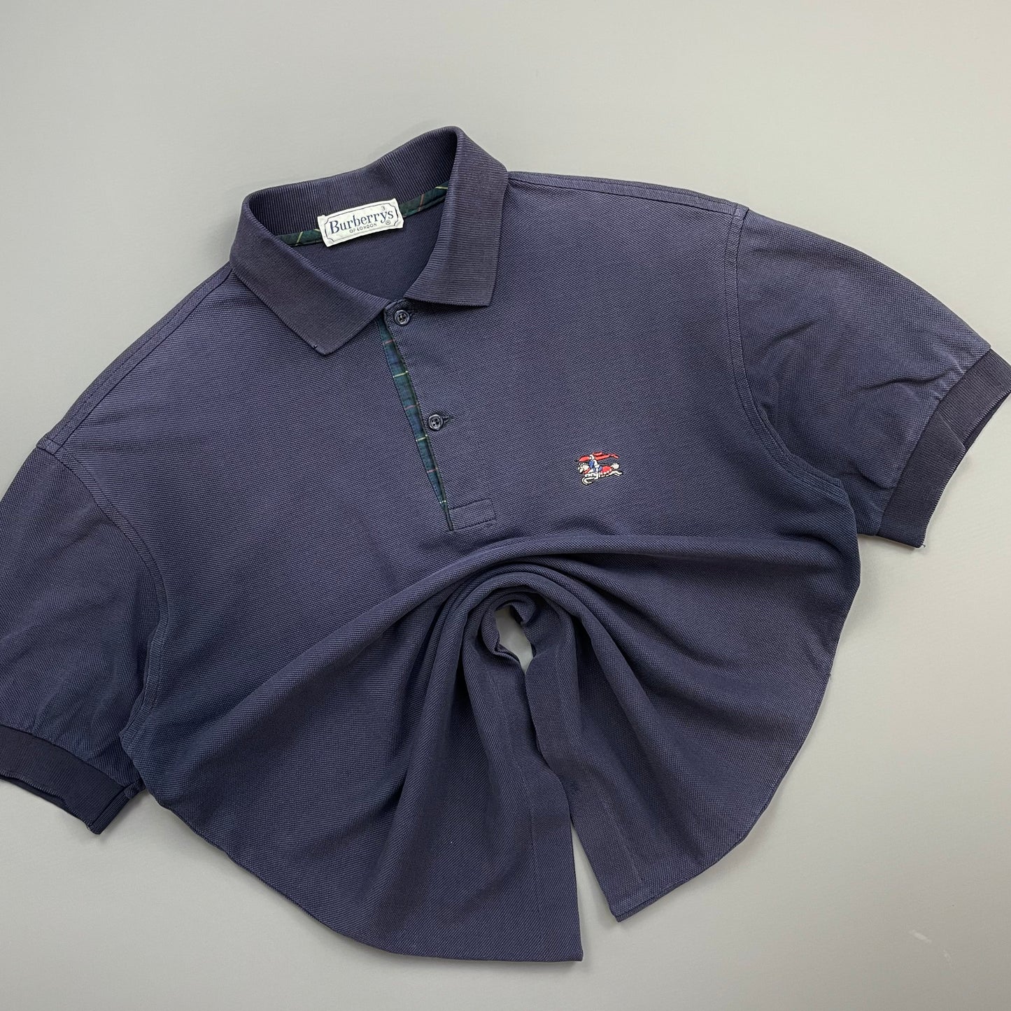 Burberrys Navy 90s Cotton Polo Shirt