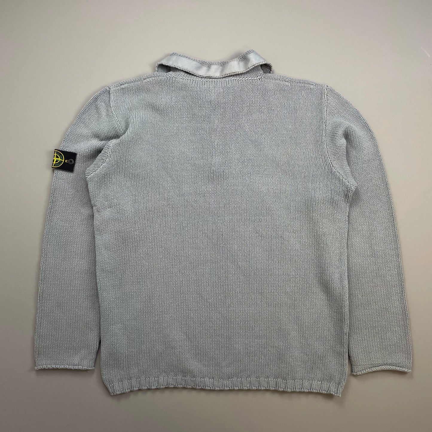 Stone Island Light Blue SS02 Heavyweight Half-Zip Knit Jumper