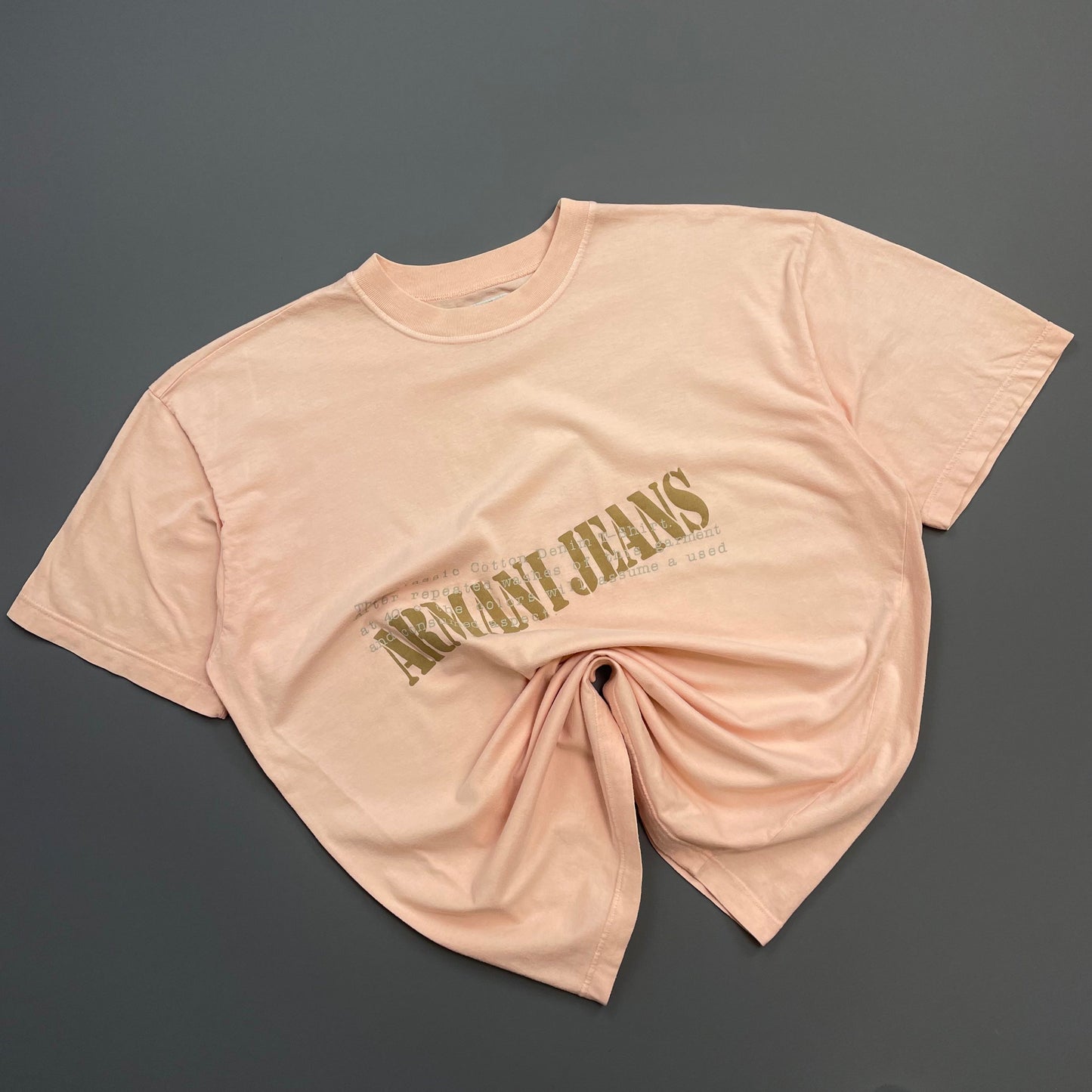 Armani Jeans Pink 90s 'Consumed & Used Aspect' Graphic Print T-Shirt