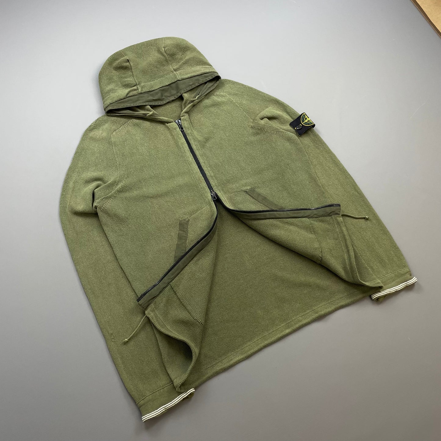 Stone Island Green SS06 Knit Hooded Zip Cardigan Jumper
