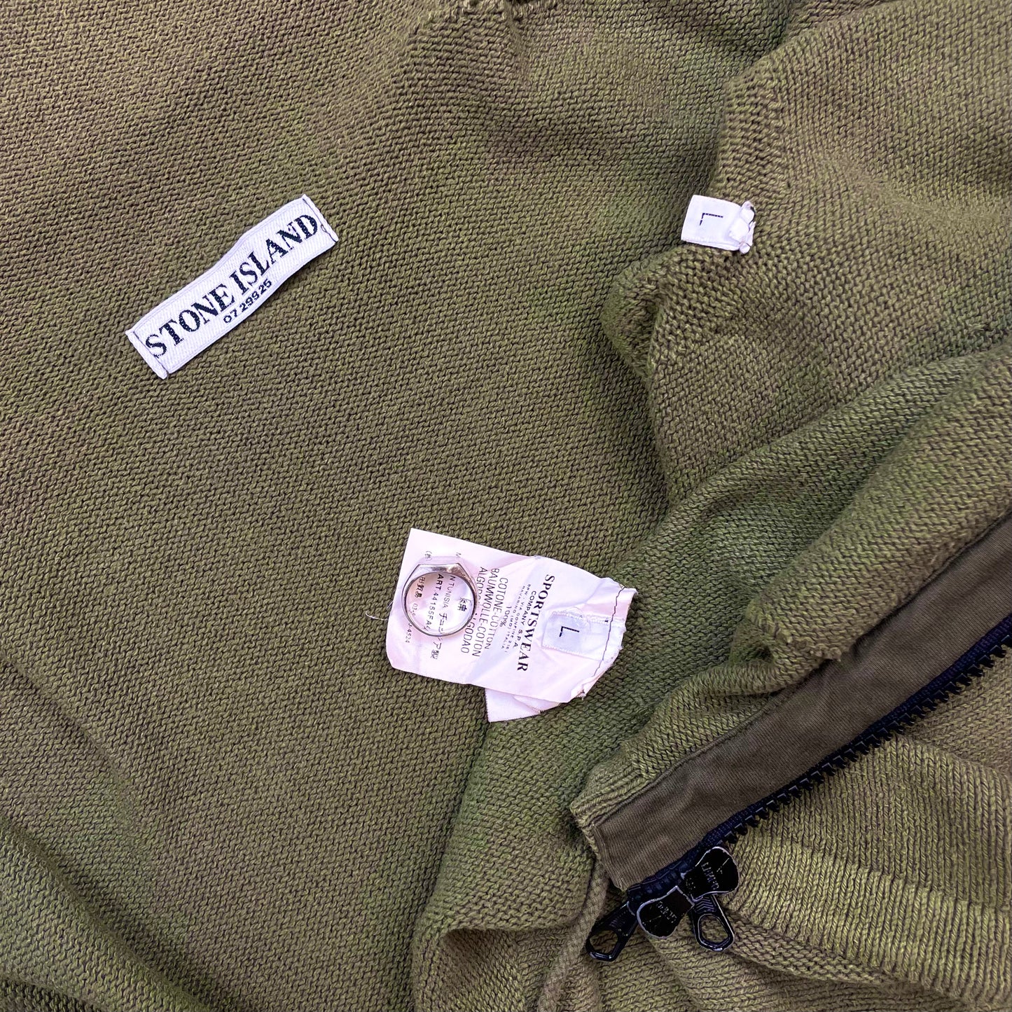Stone Island Green SS06 Knit Hooded Zip Cardigan Jumper