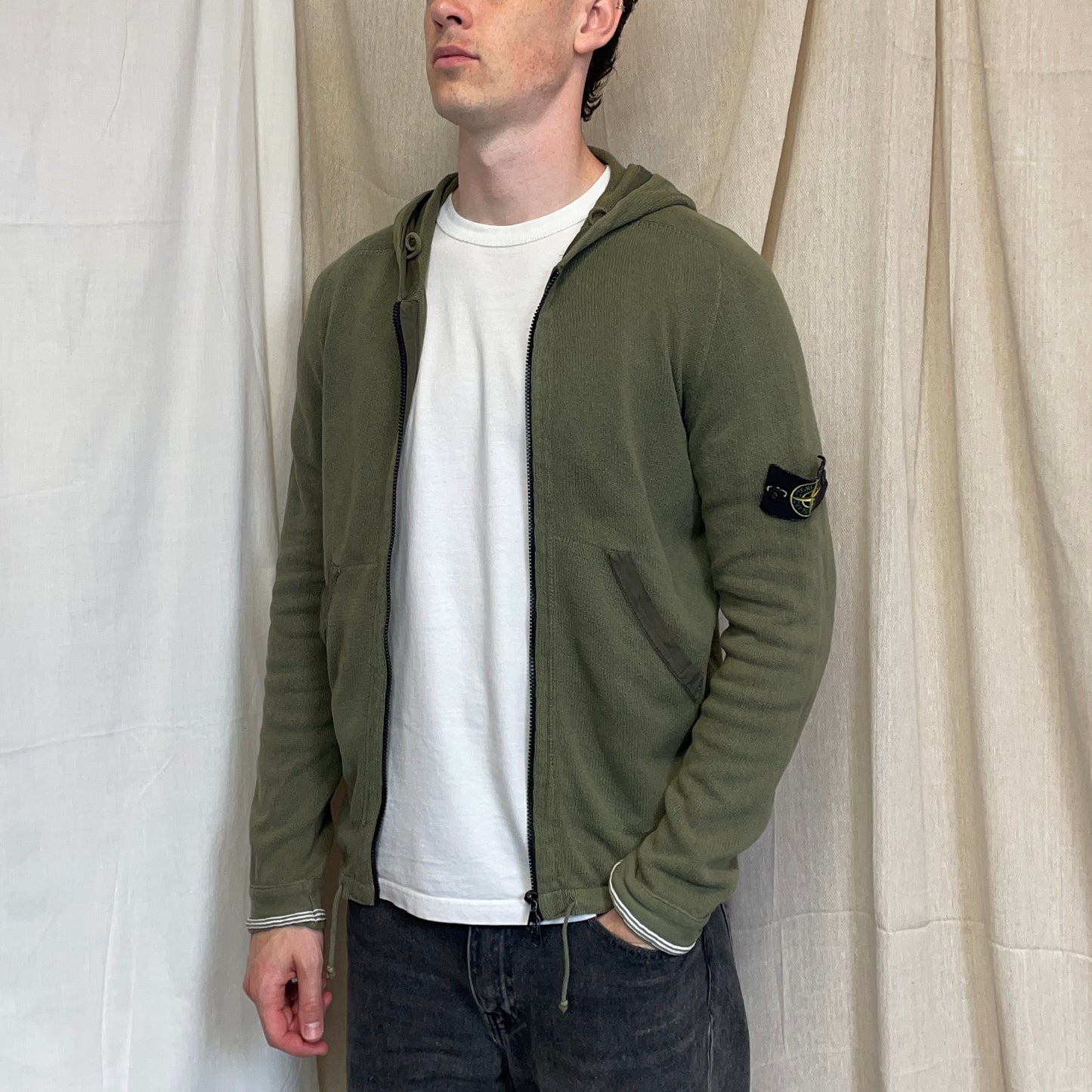 Stone Island Green SS06 Knit Hooded Zip Cardigan Jumper