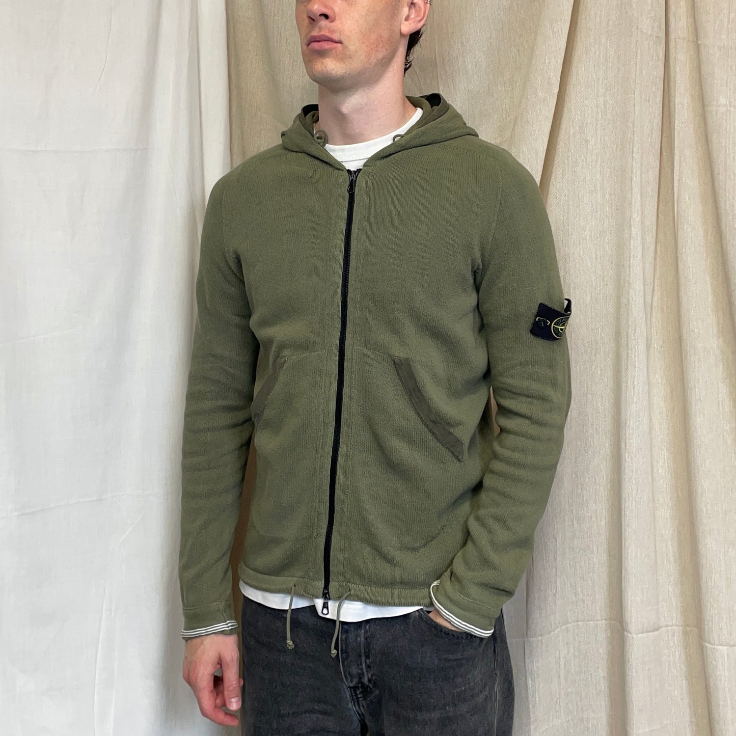 Stone Island Green SS06 Knit Hooded Zip Cardigan Jumper
