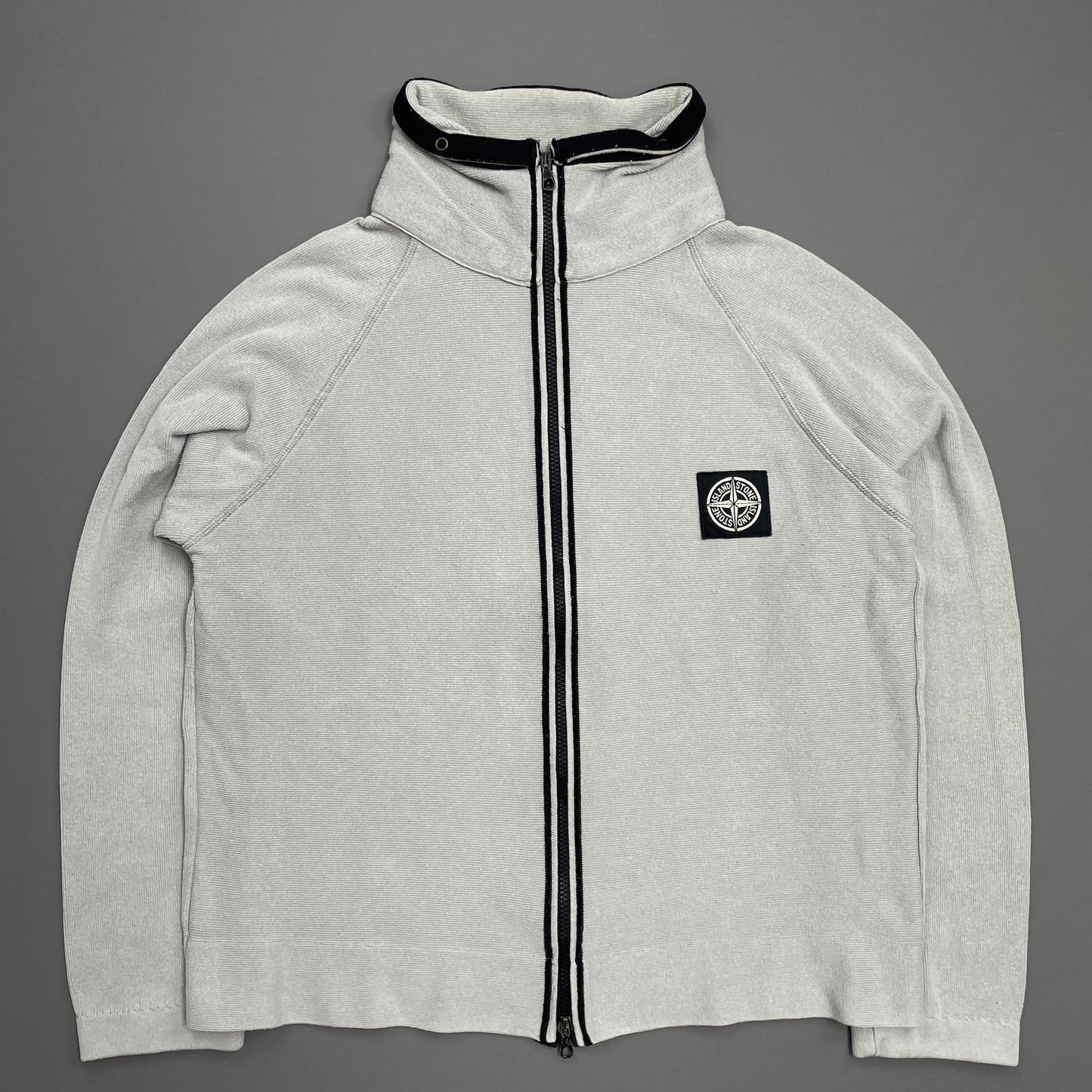 Stone Island Blue SS04 Cotton Zip Lightweight Knit Emblem Jacket