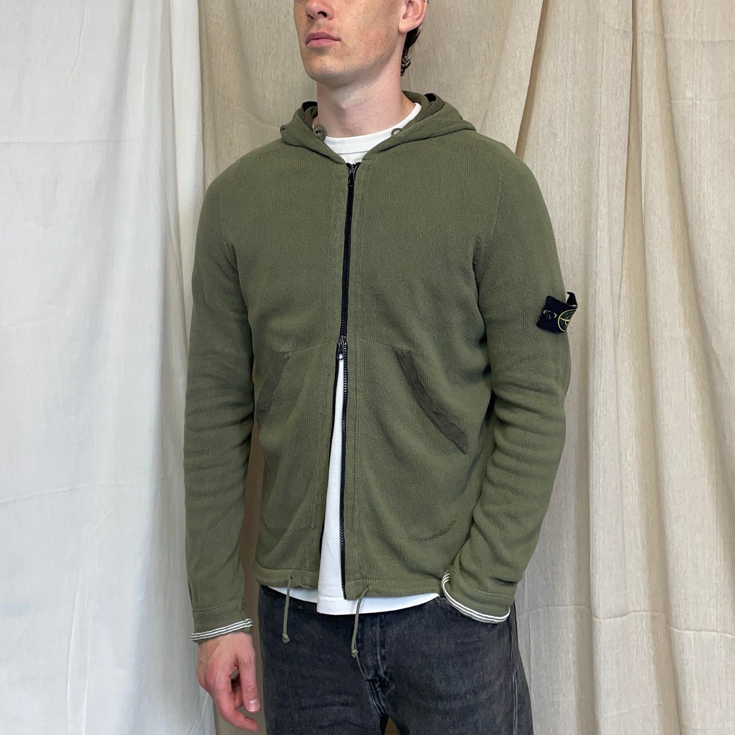 Stone Island Green SS06 Knit Hooded Zip Cardigan Jumper