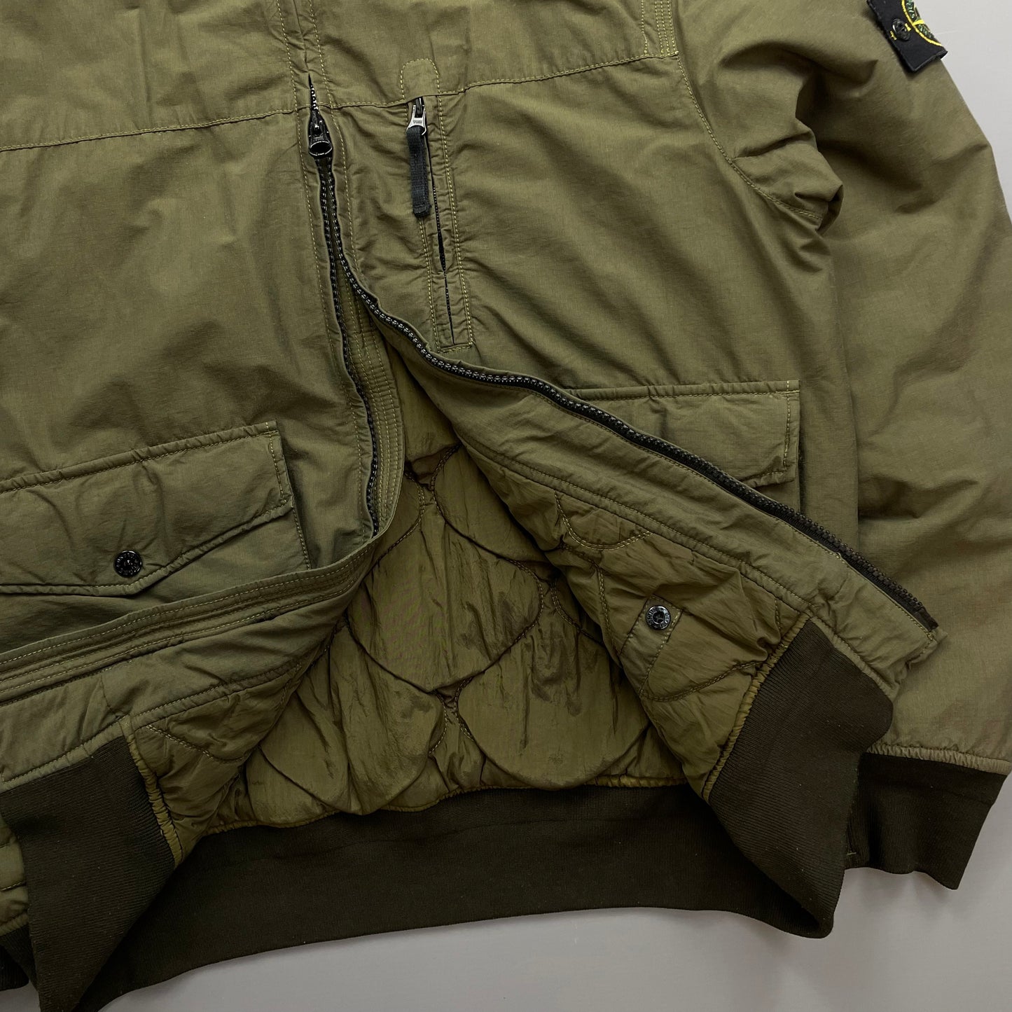 Stone Island Khaki AW13 Cotton Nylon Rip Stop Padded Bomber Jacket
