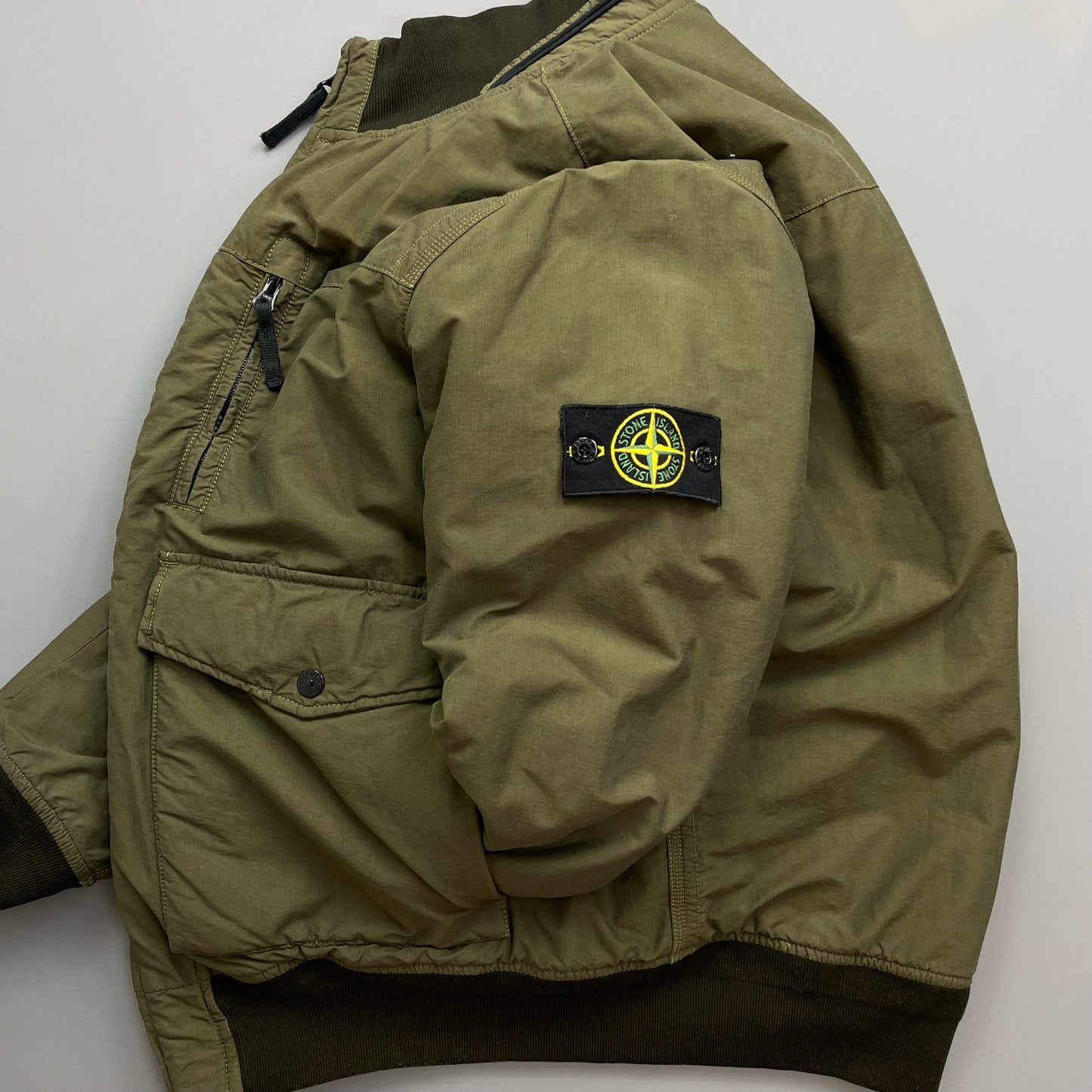 Stone Island Khaki AW13 Cotton Nylon Rip Stop Padded Bomber Jacket