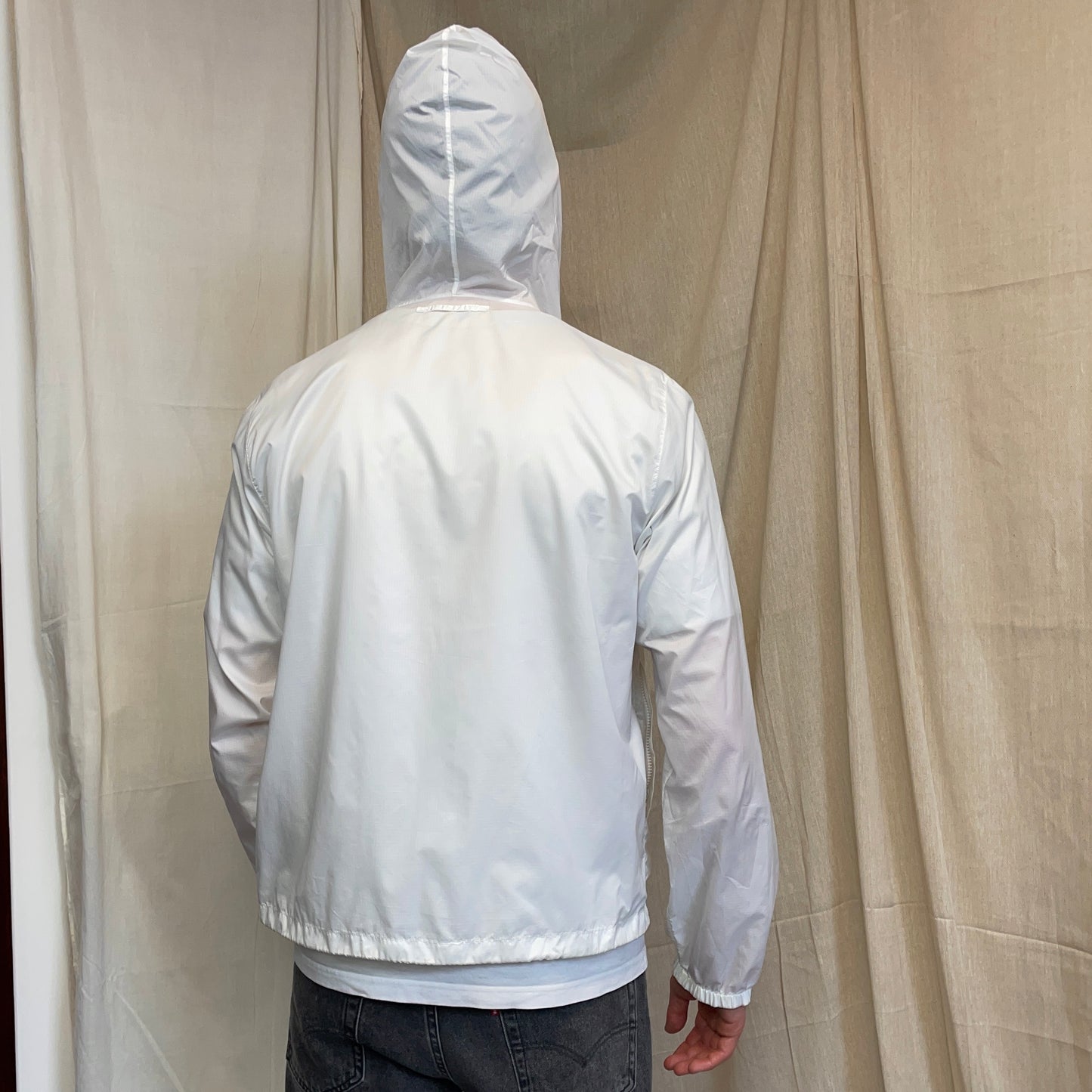 Prada Sport White 2007 Lightweight Nylon Hooded Windbreaker Jacket