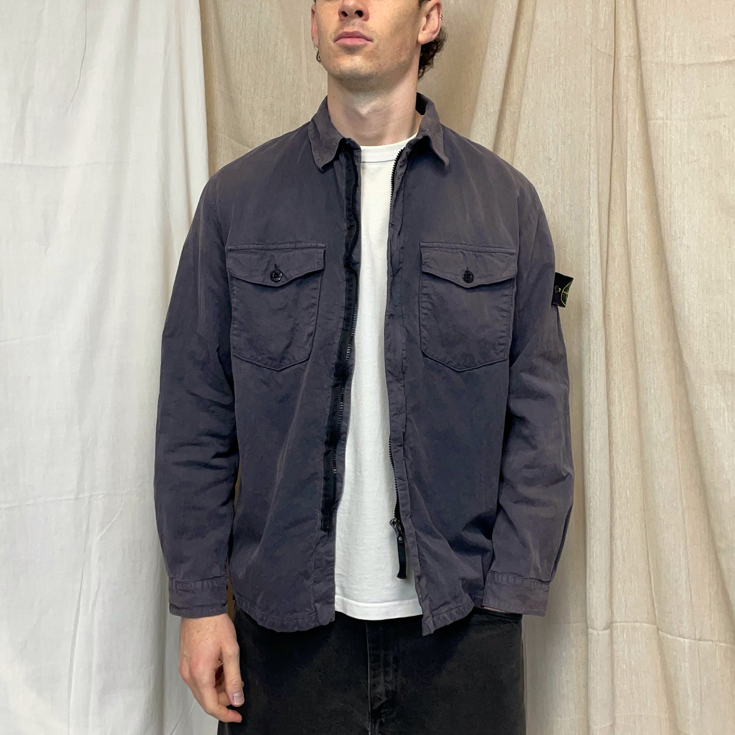 Stone Island Navy 00s Lined Overshirt Jacket