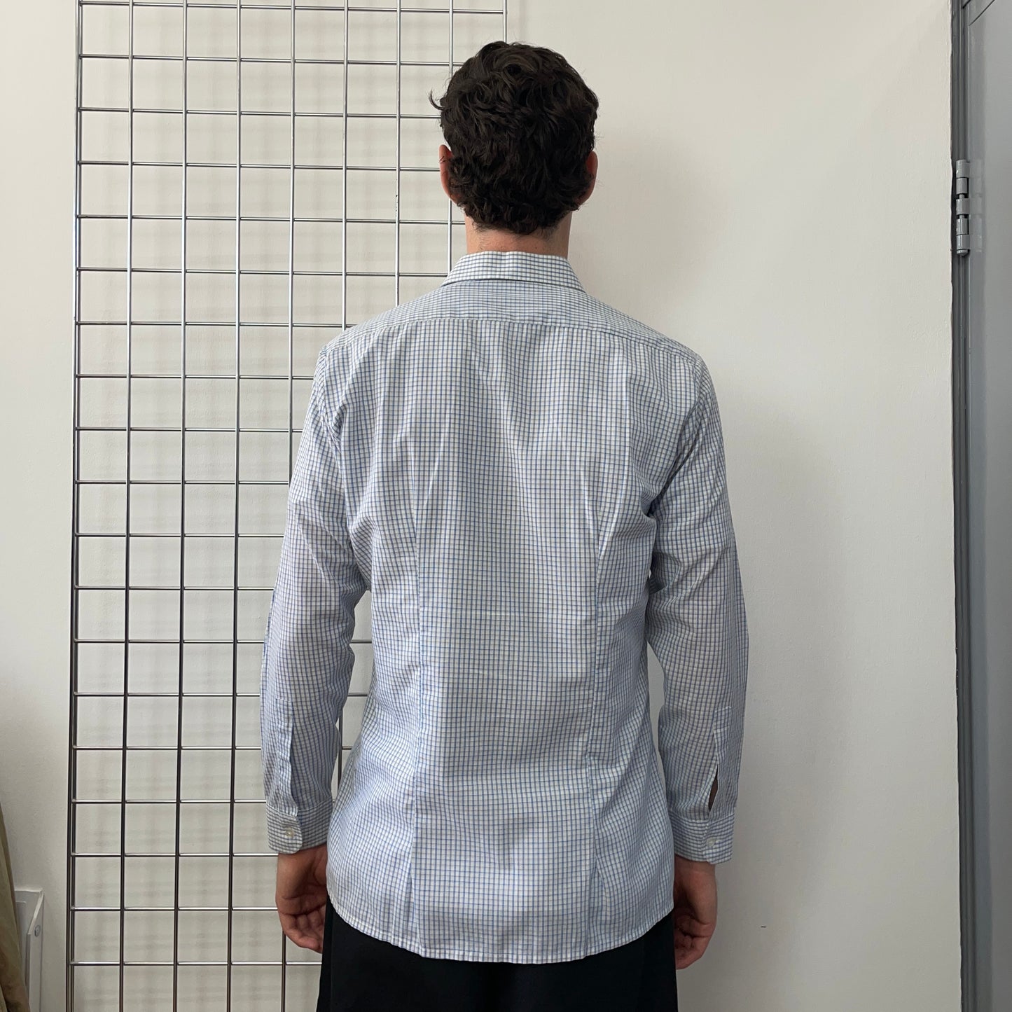 Vintage St Michael Blue & White 80s Check Shirt