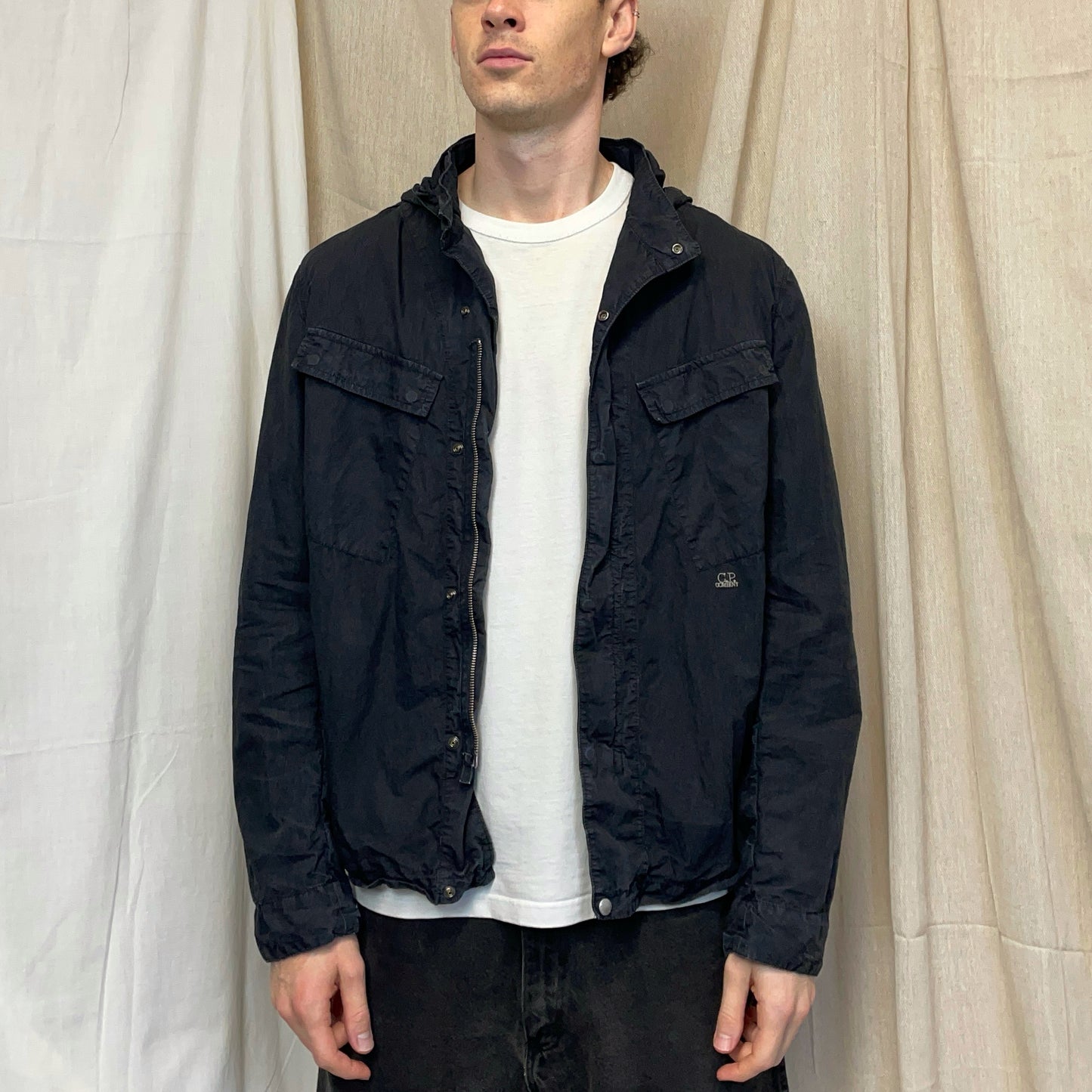 C.P. Company Black Cotton Detachable Hood Google Jacket