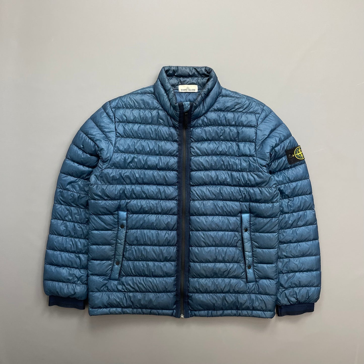 Stone Island Blue AW14 Garment Dyed 26GR X SQM Down Lightweight Puffer Jacket