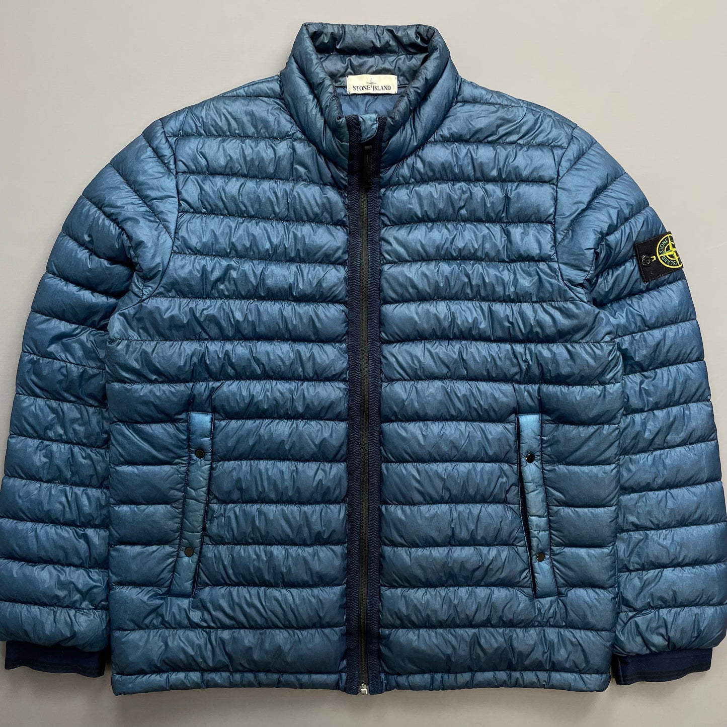 Stone Island Blue AW14 Garment Dyed 26GR X SQM Down Lightweight Puffer Jacket