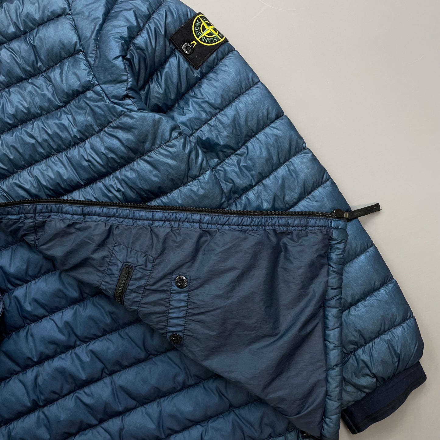 Stone Island Blue AW14 Garment Dyed 26GR X SQM Down Lightweight Puffer Jacket