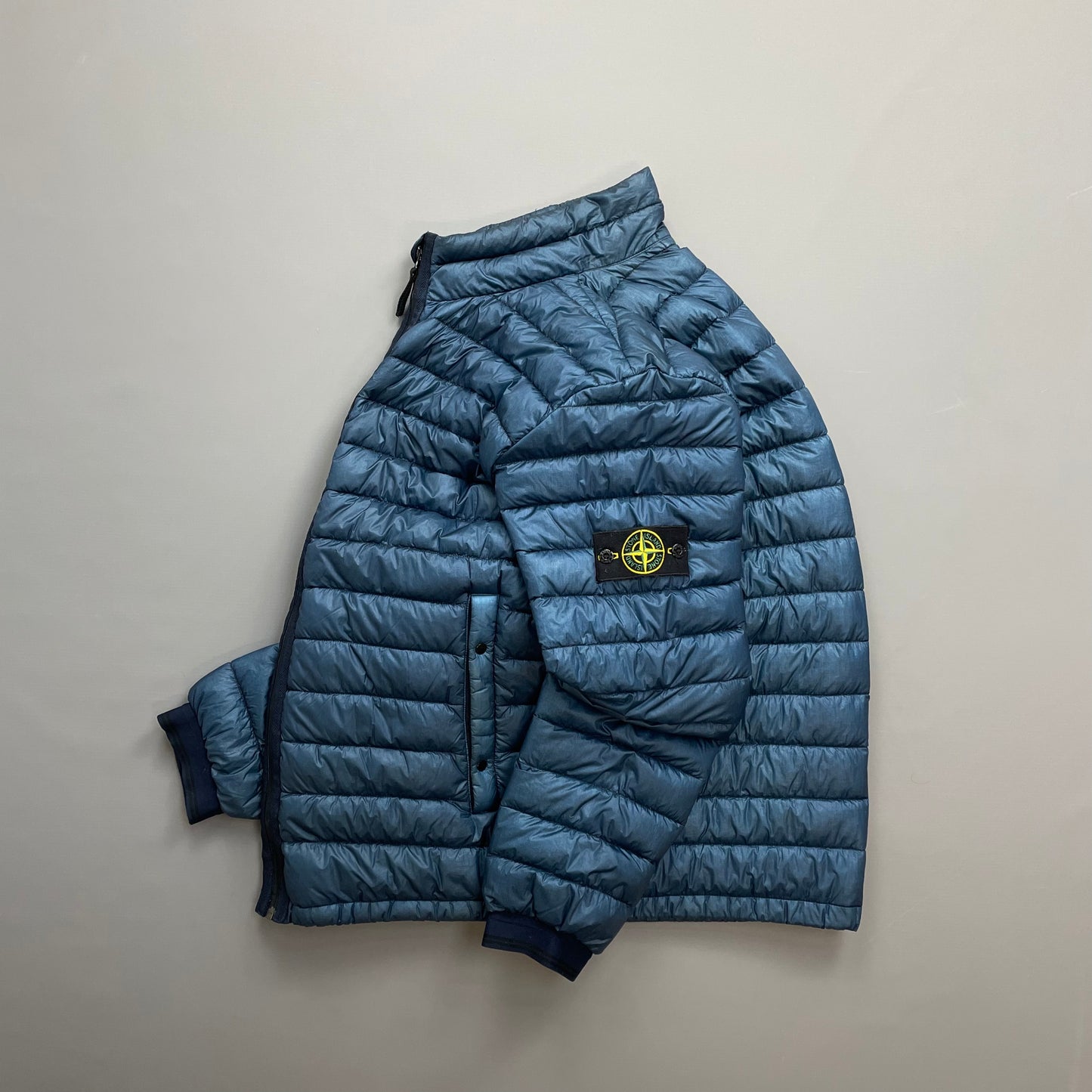 Stone Island Blue AW14 Garment Dyed 26GR X SQM Down Lightweight Puffer Jacket