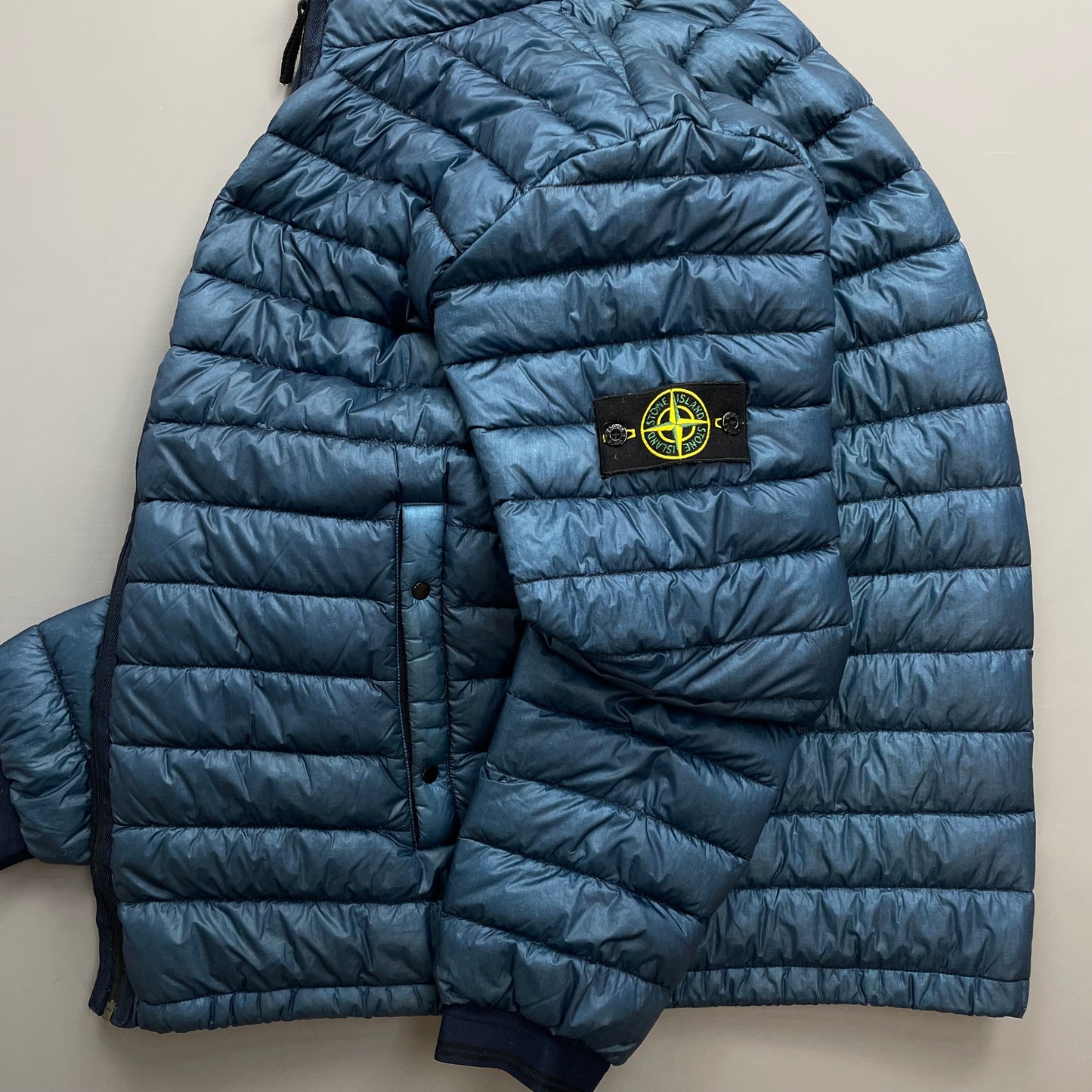 Stone Island Blue AW14 Garment Dyed 26GR X SQM Down Lightweight Puffer Jacket