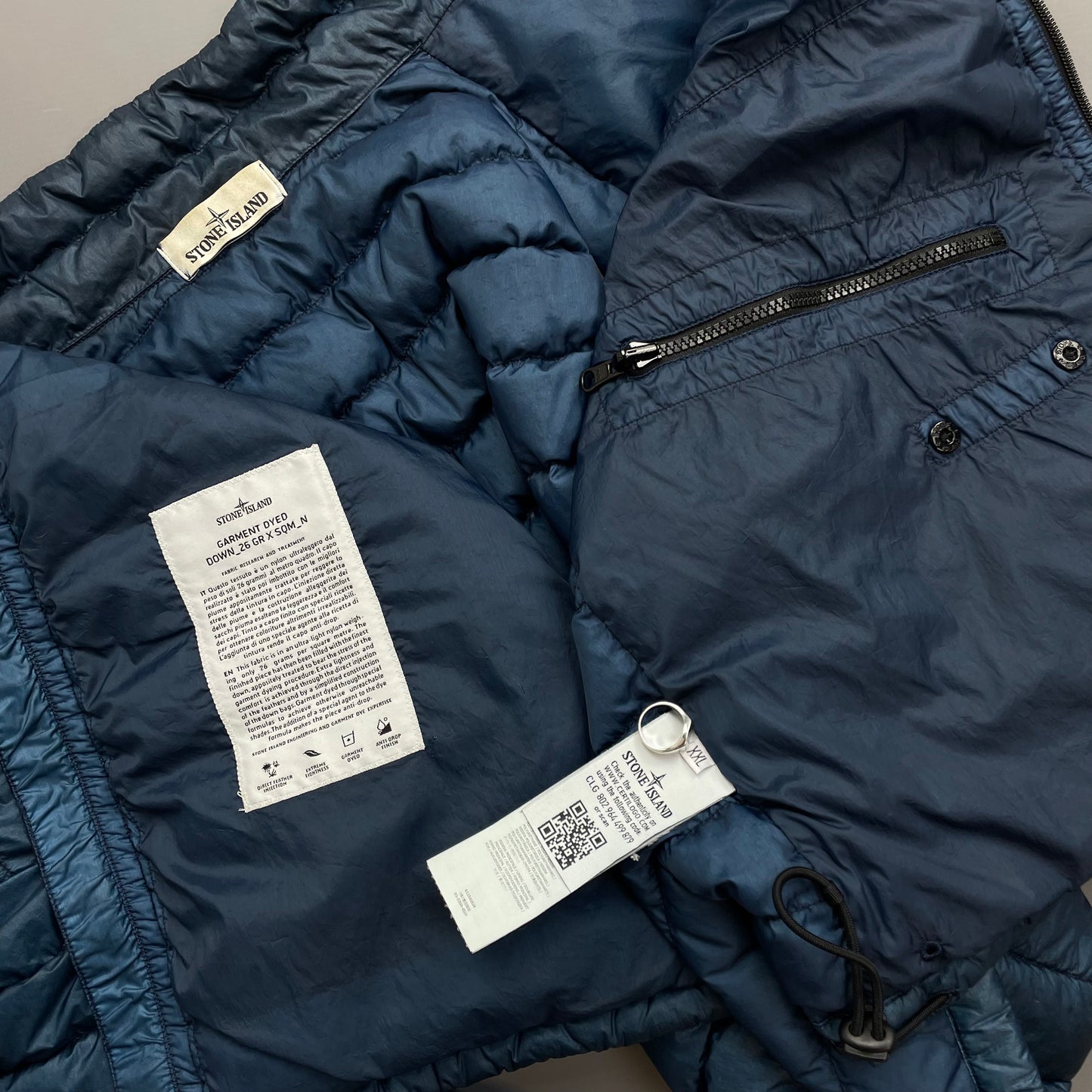 Stone Island Blue AW14 Garment Dyed 26GR X SQM Down Lightweight Puffer Jacket