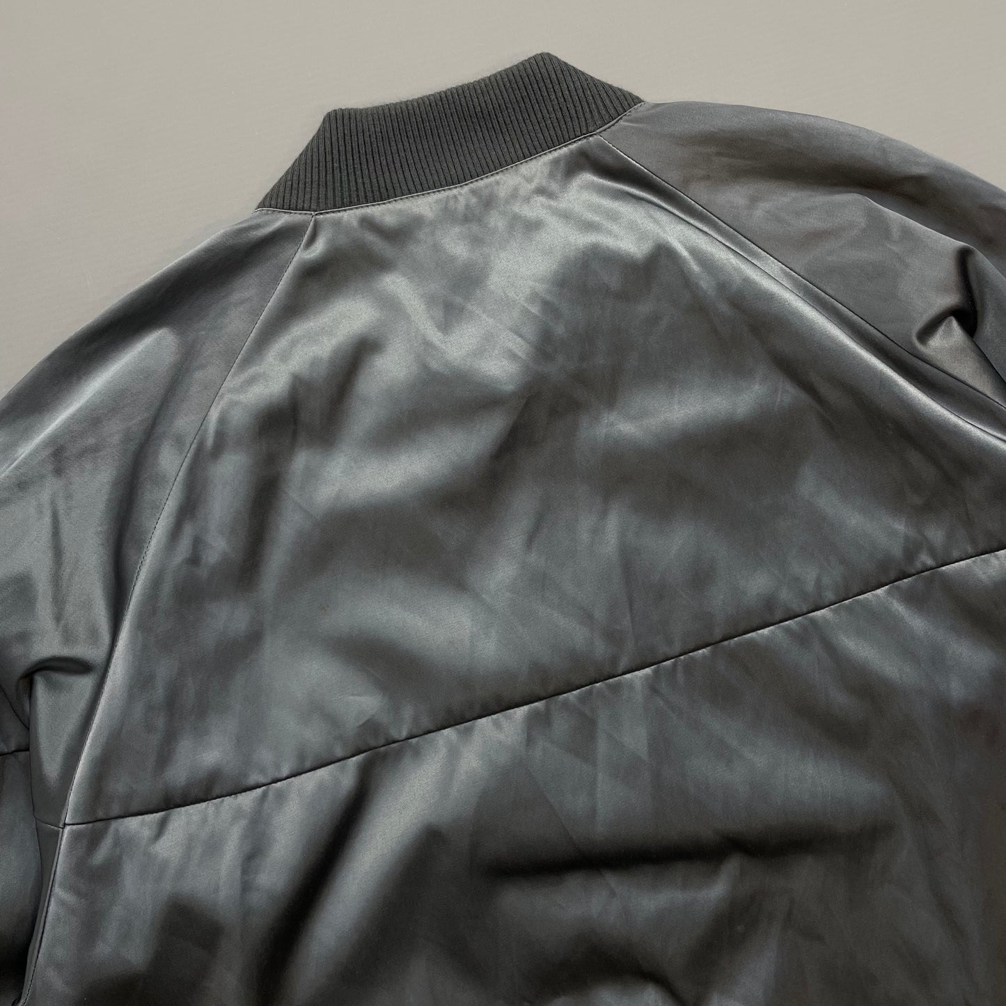 Prada Silver/Khaki Reversible 2010 Nylon Lightweight Bomber Jacket
