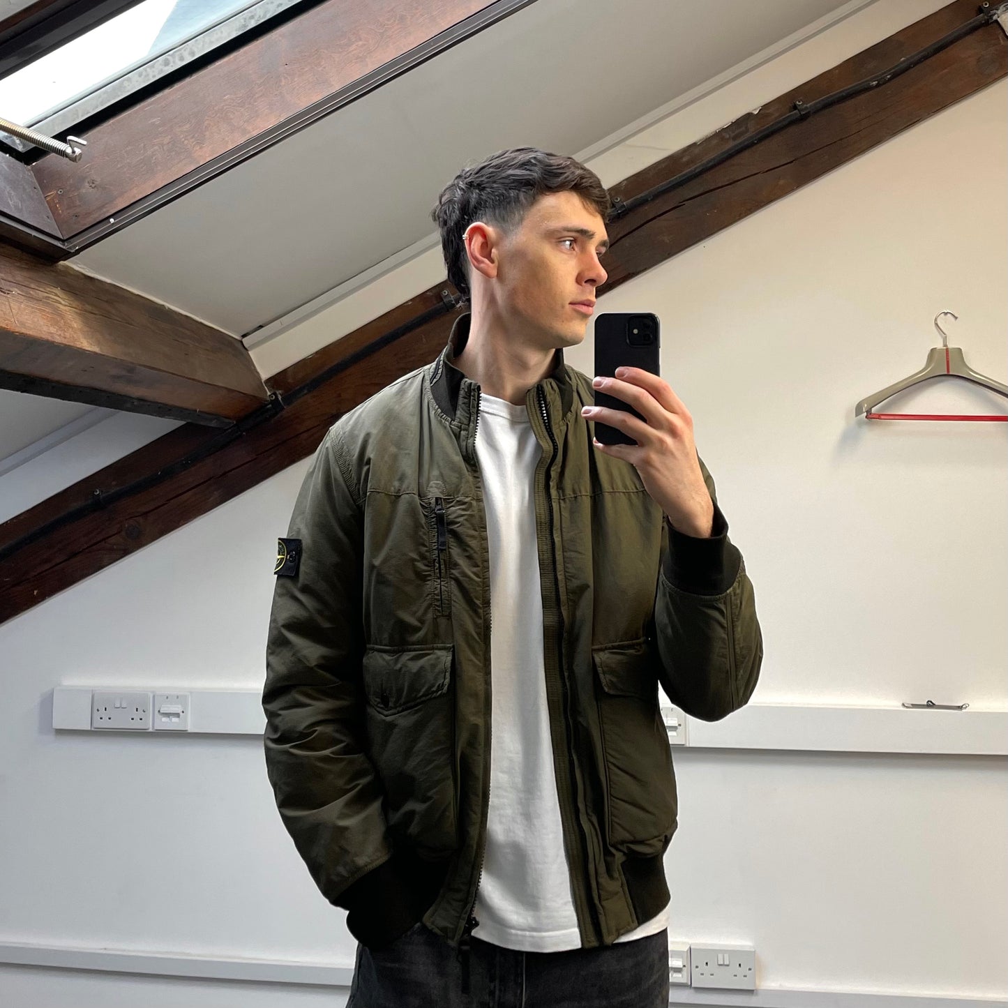 Stone Island Khaki AW13 Cotton Nylon Rip Stop Padded Bomber Jacket