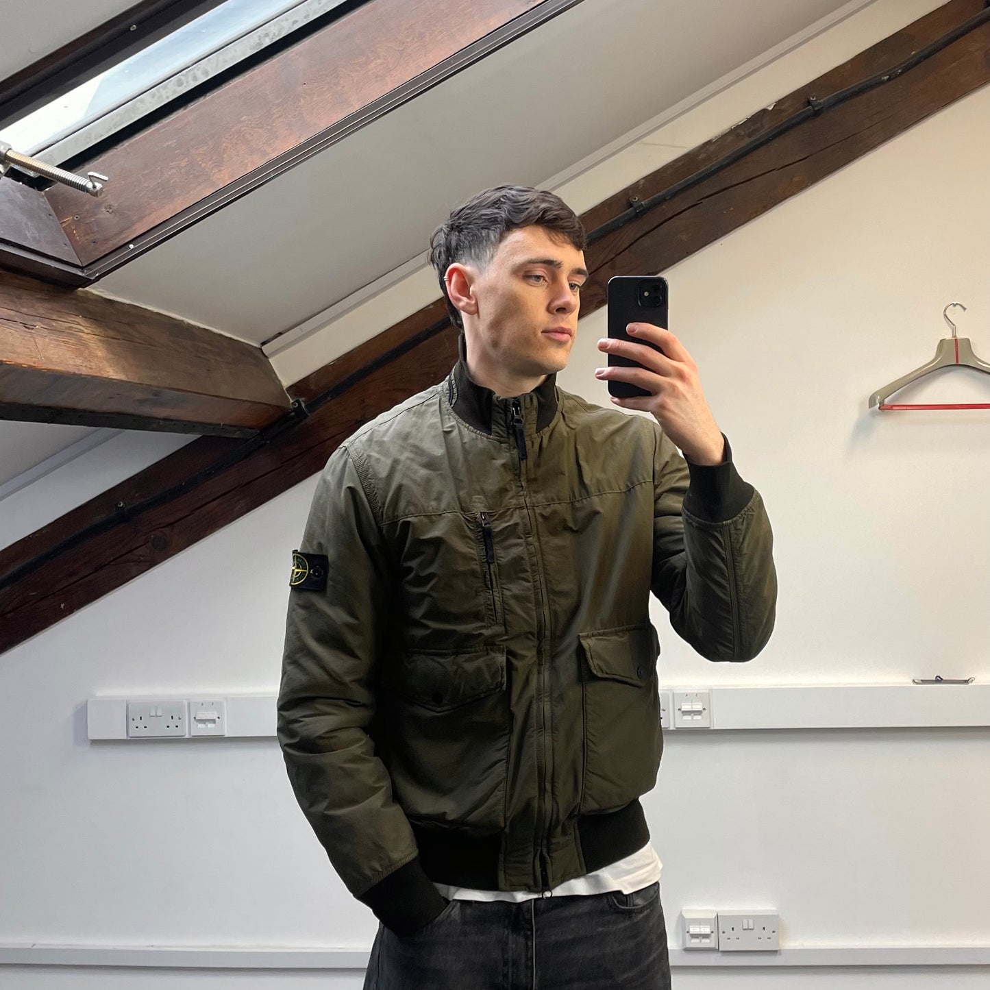 Stone Island Khaki AW13 Cotton Nylon Rip Stop Padded Bomber Jacket